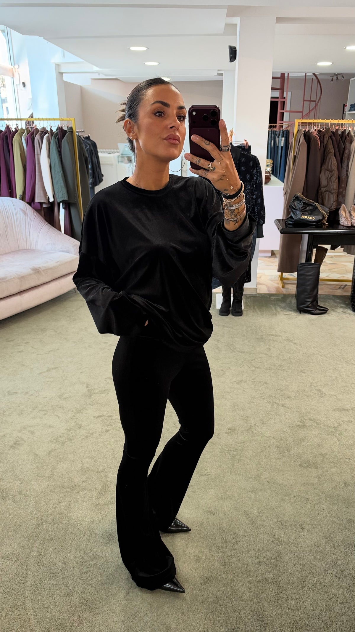 Pantaloni neri flare in velluto Don't@Me