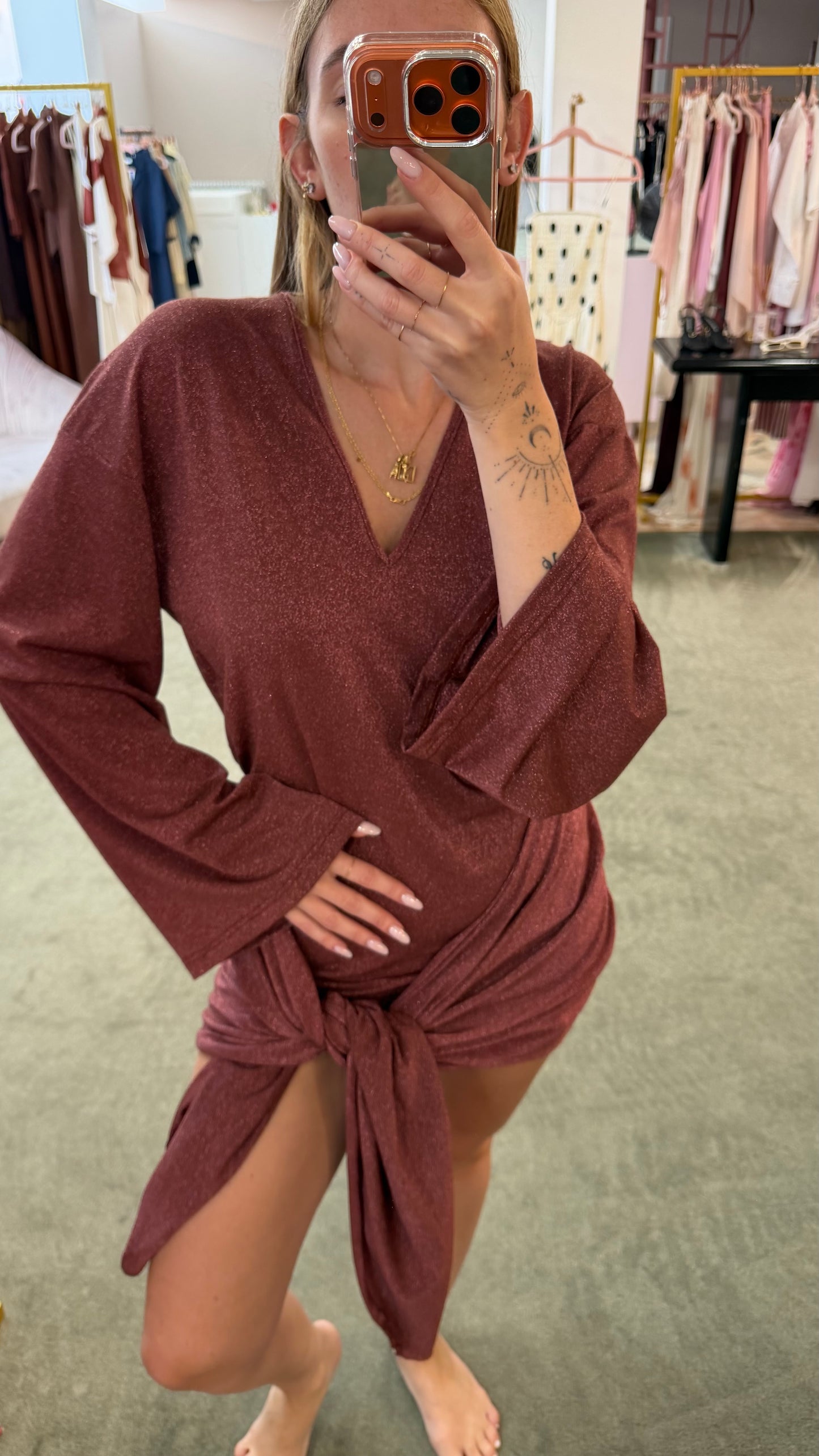 Abito amaranto lurex con fusciacca Cotazur