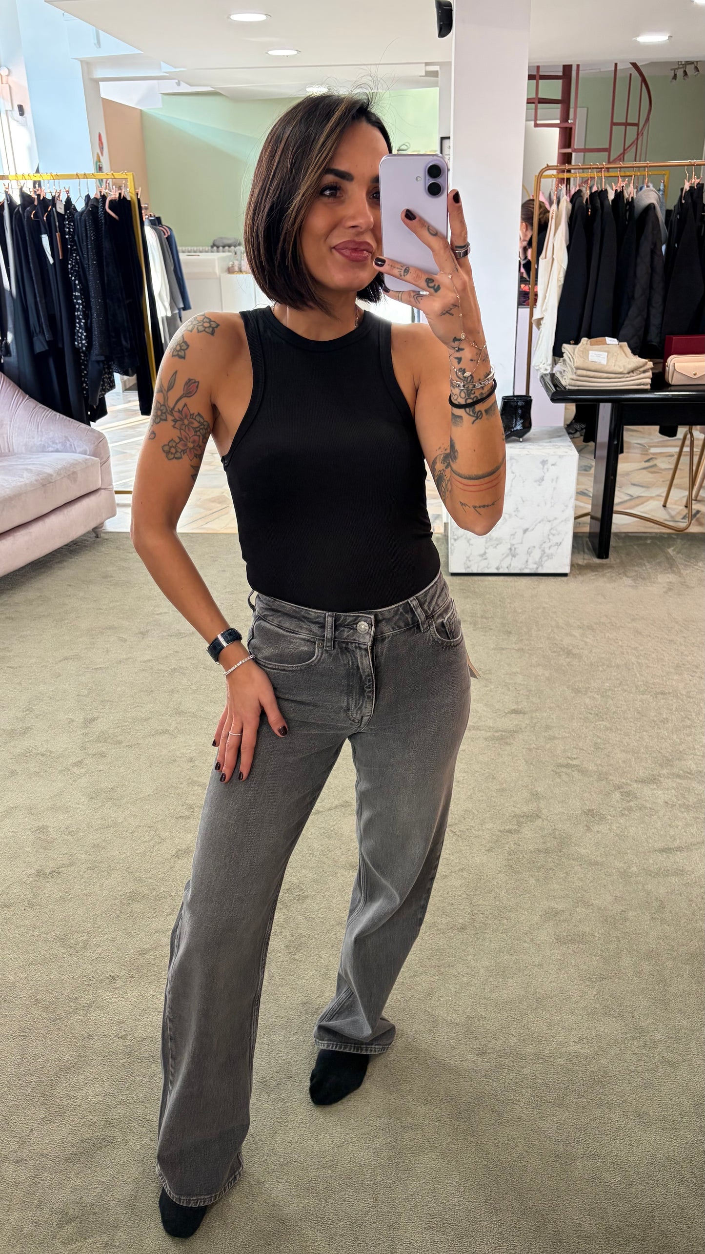 Canotta nera a costine Me Fui