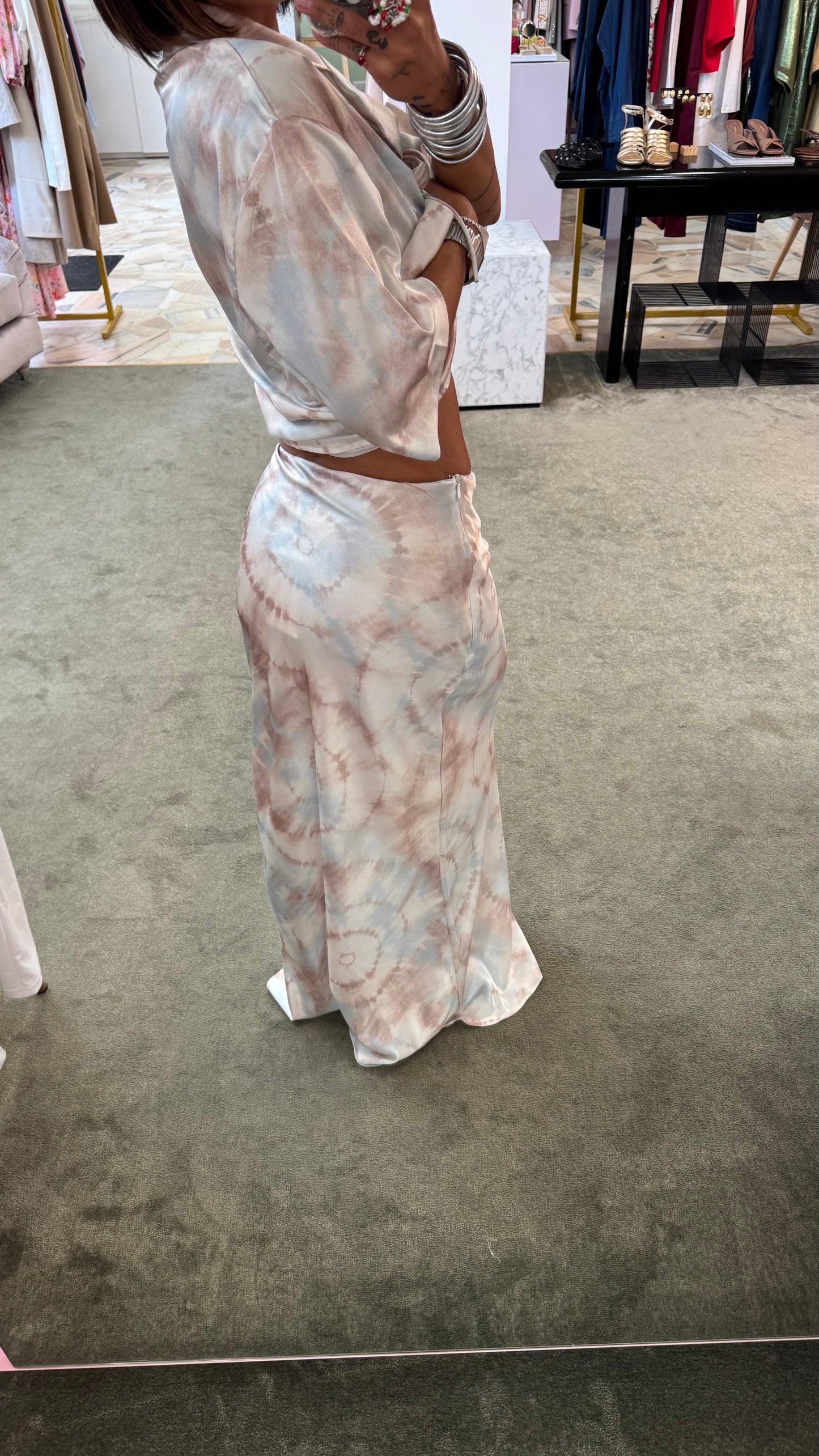 Gonna lunga azzurra tie-dye gl