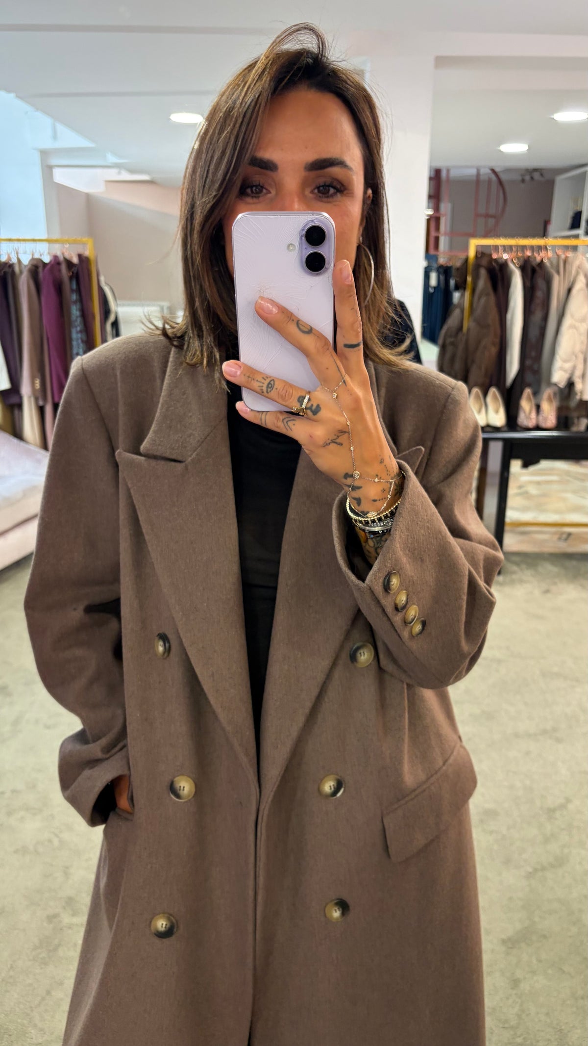 Cappotto lungo tortora doppiopetto Actualee