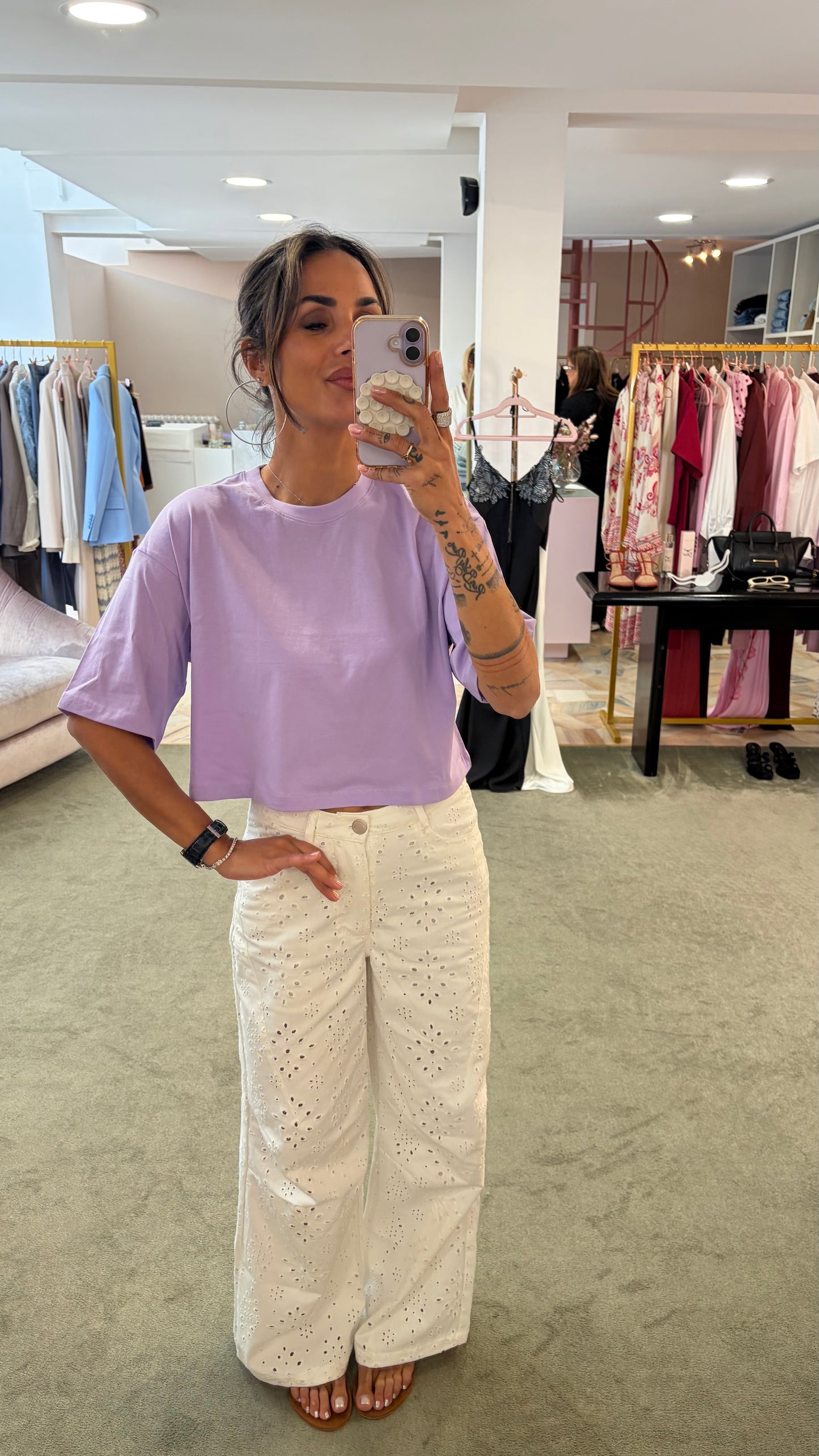 T-shirt crop lilla jx