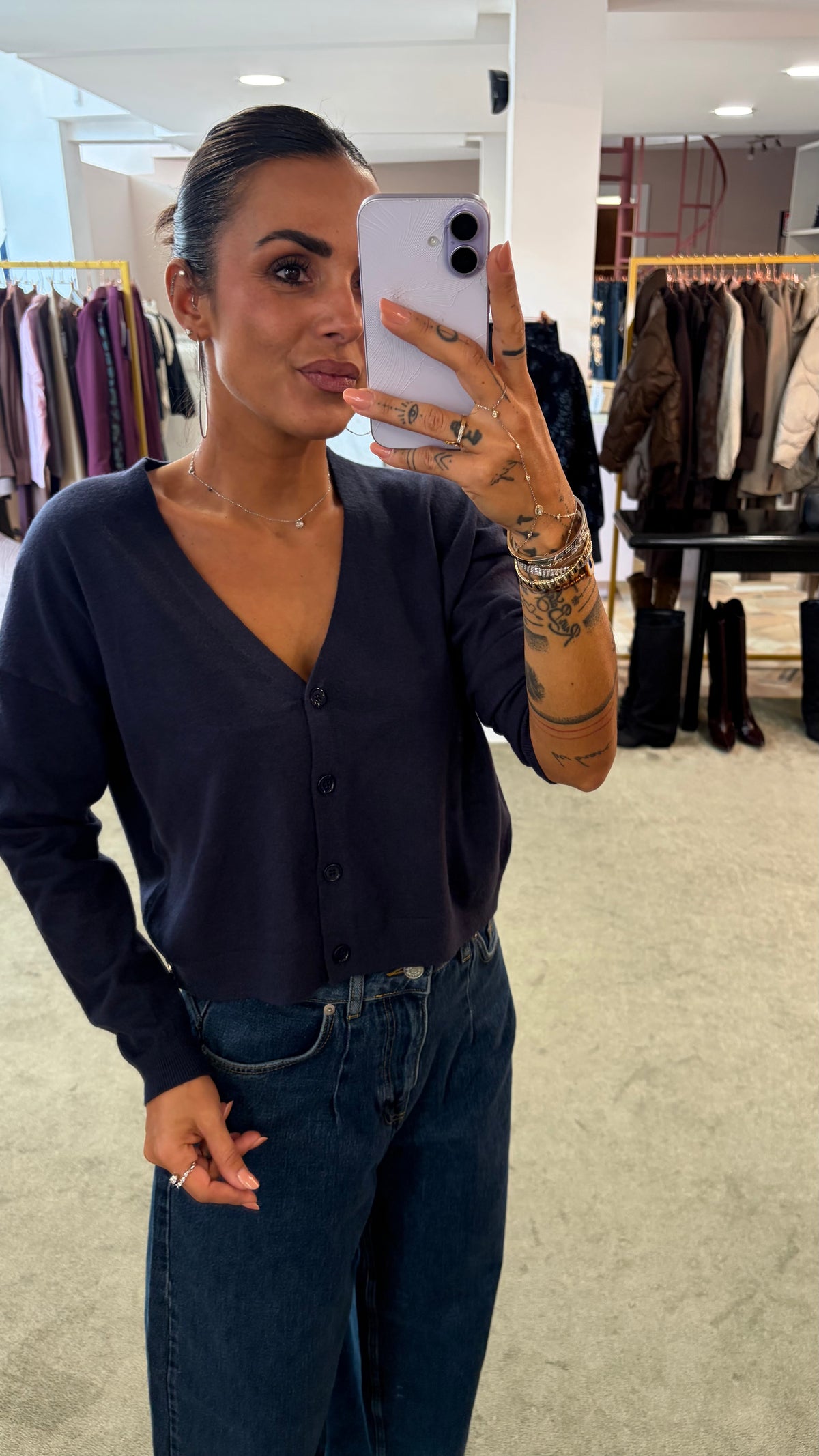 Cardigan blu misto lana tk