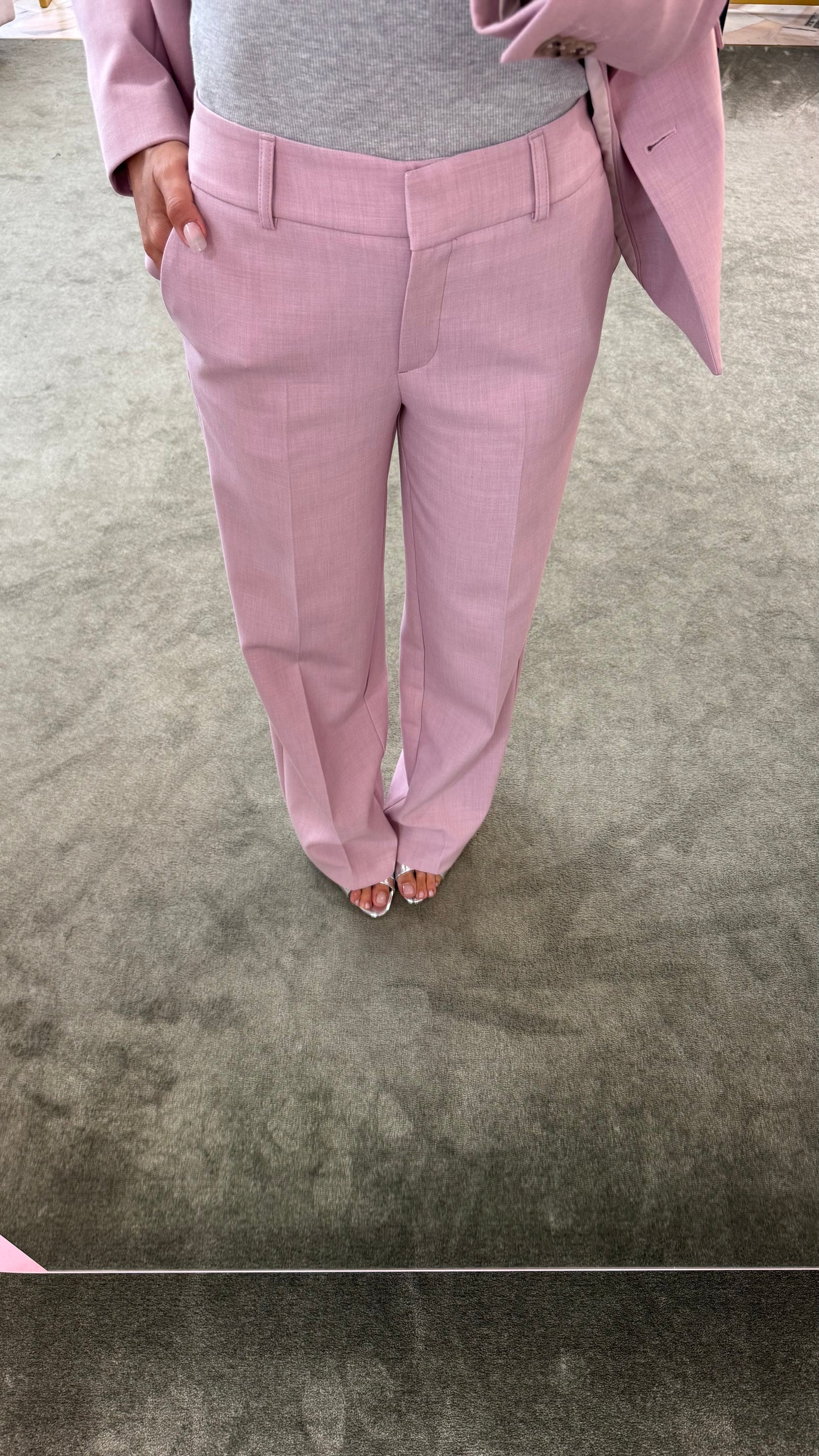 Pantaloni rosa malva melange dritto sl