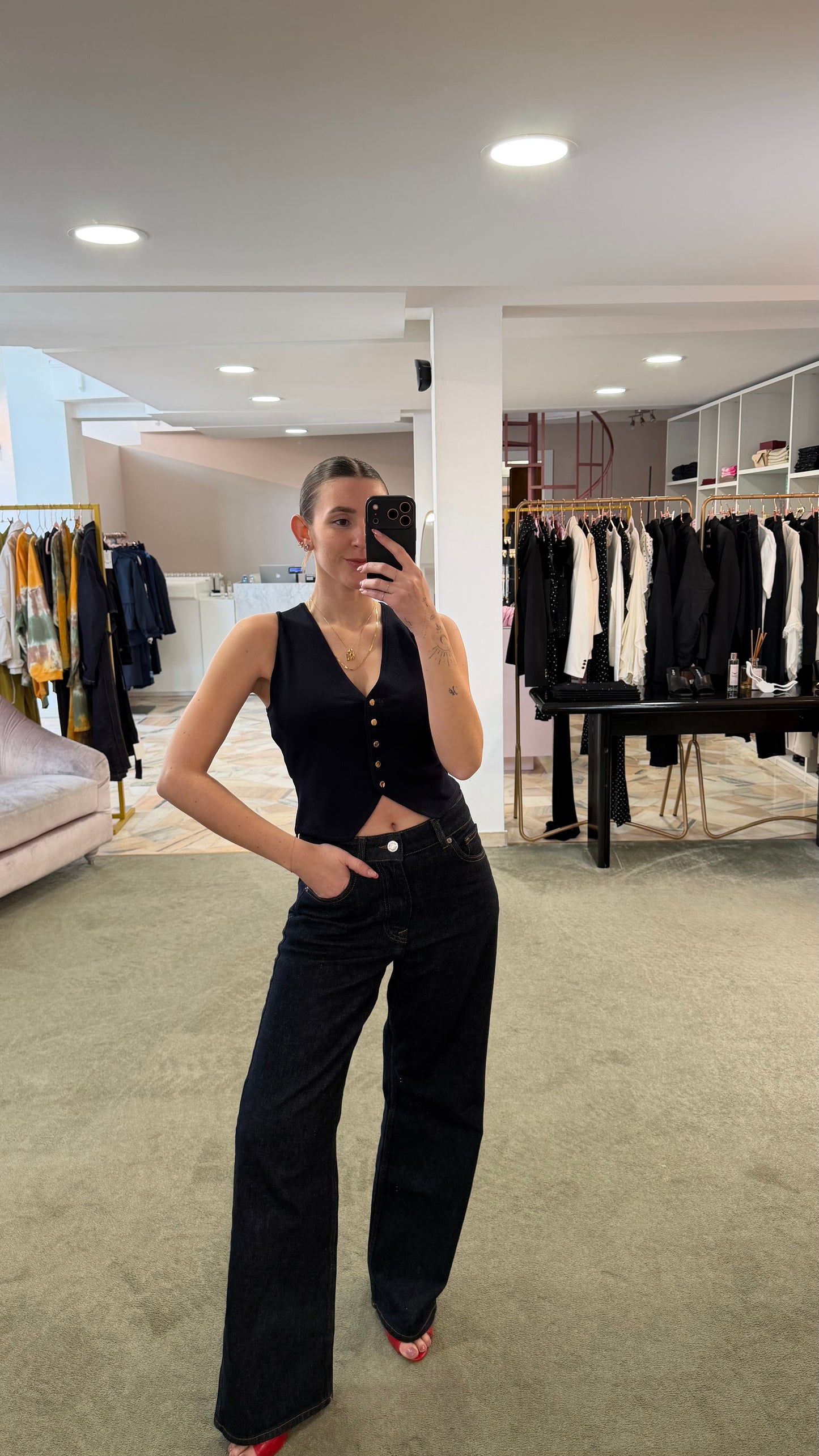 Gilet blu notte in viscosa fr