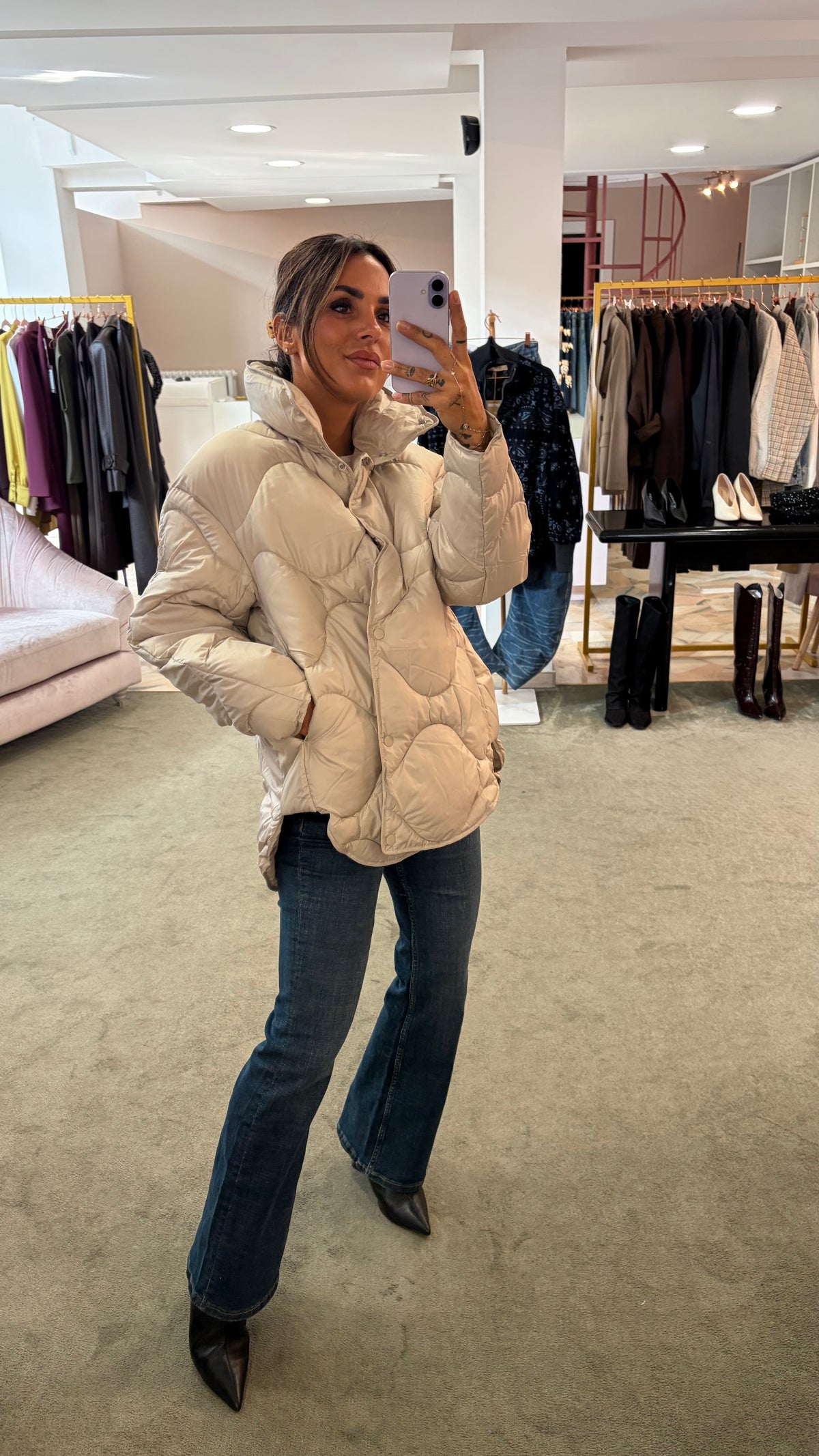 Piumino stella beige trapuntato jx
