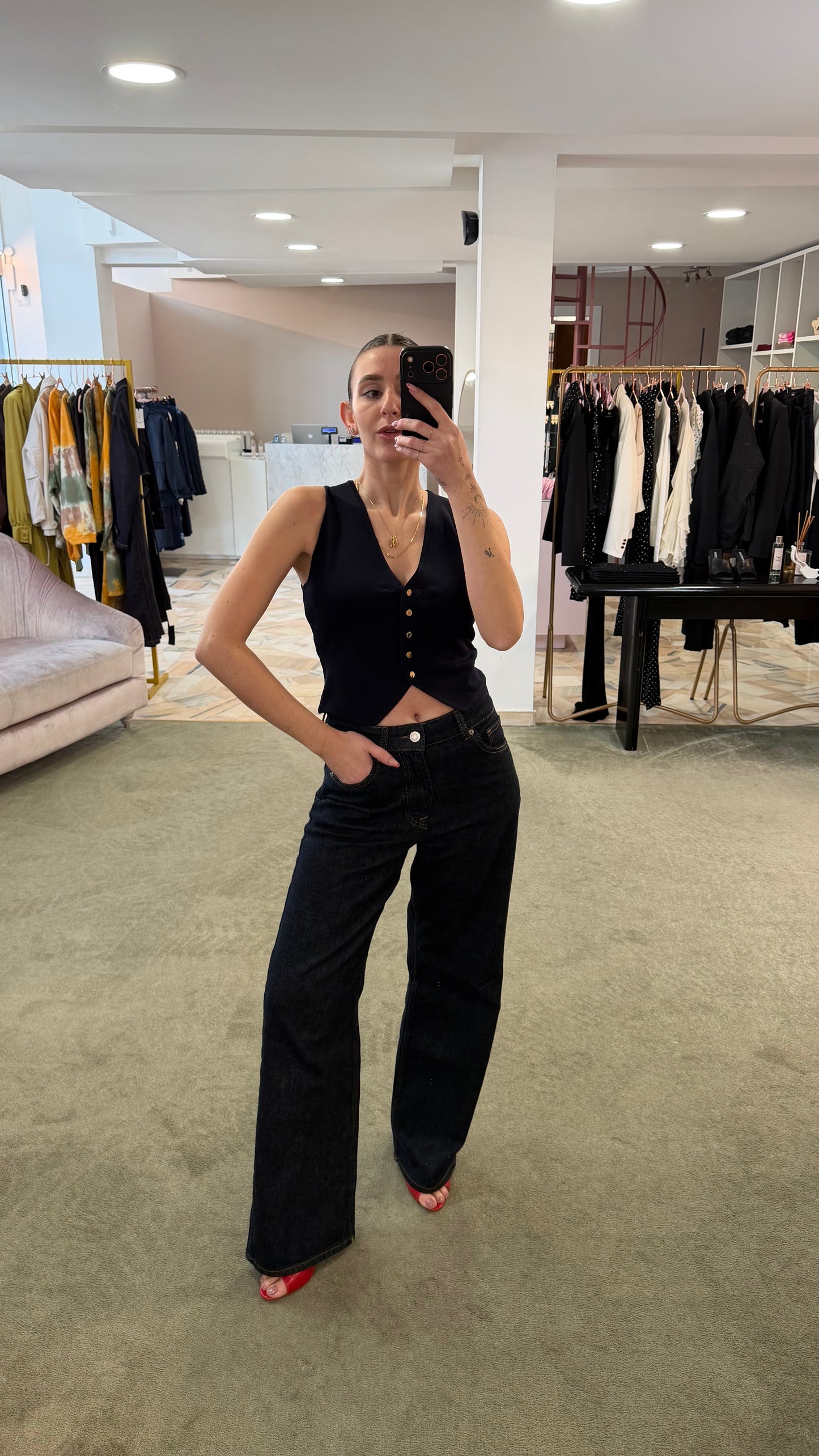 Gilet blu notte in viscosa fr