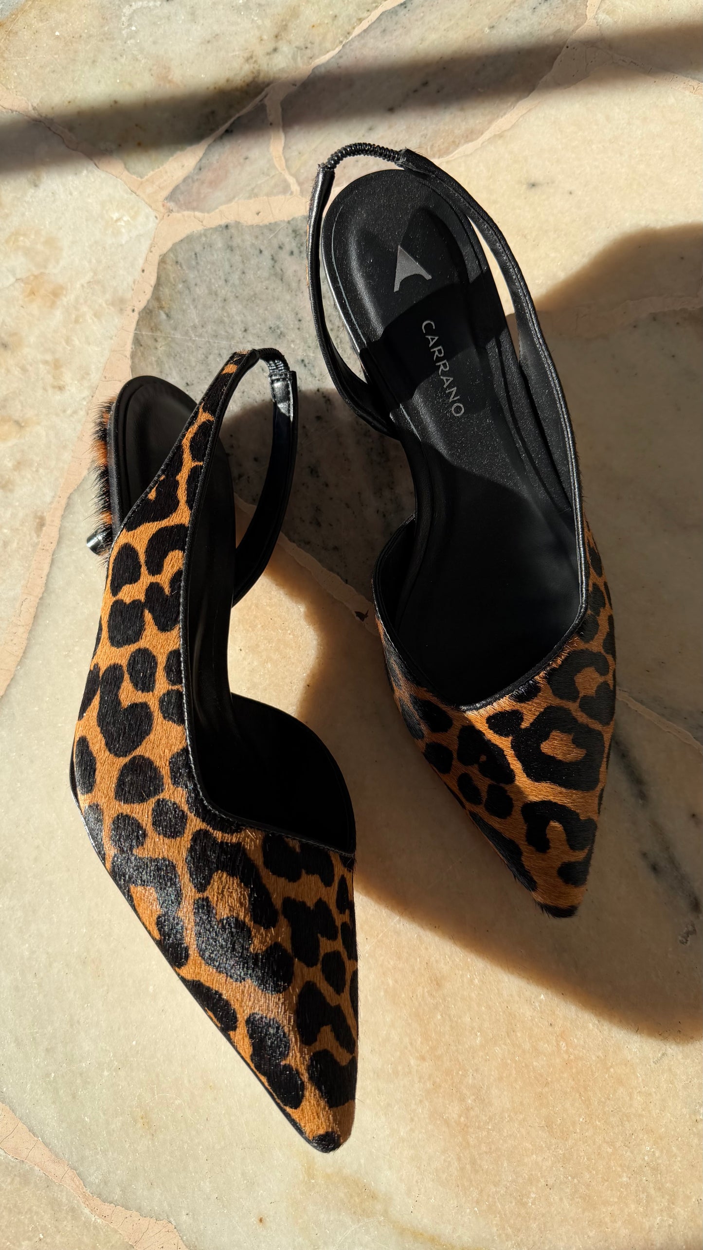Slingback leopardata tacco kitten