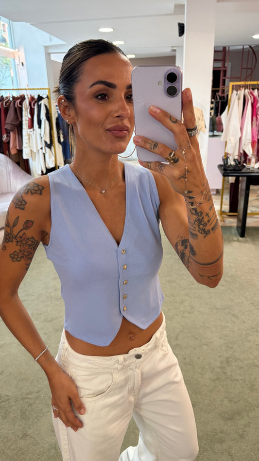 Gilet azzurro in viscosa fr