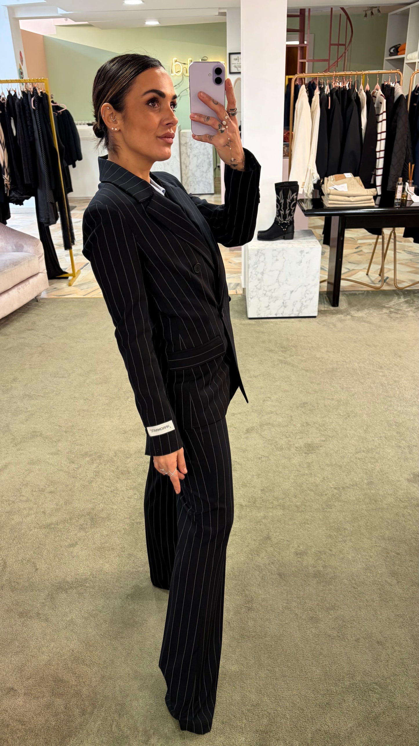 Blazer doppiopetto blu notte slim Hinnominate gessato