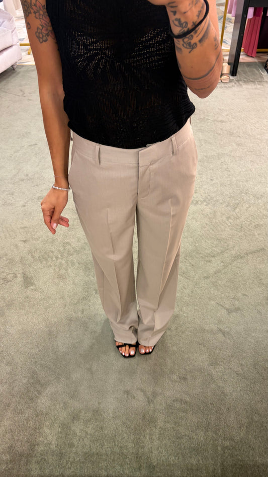 Pantaloni lisa beige melange wide leg sl