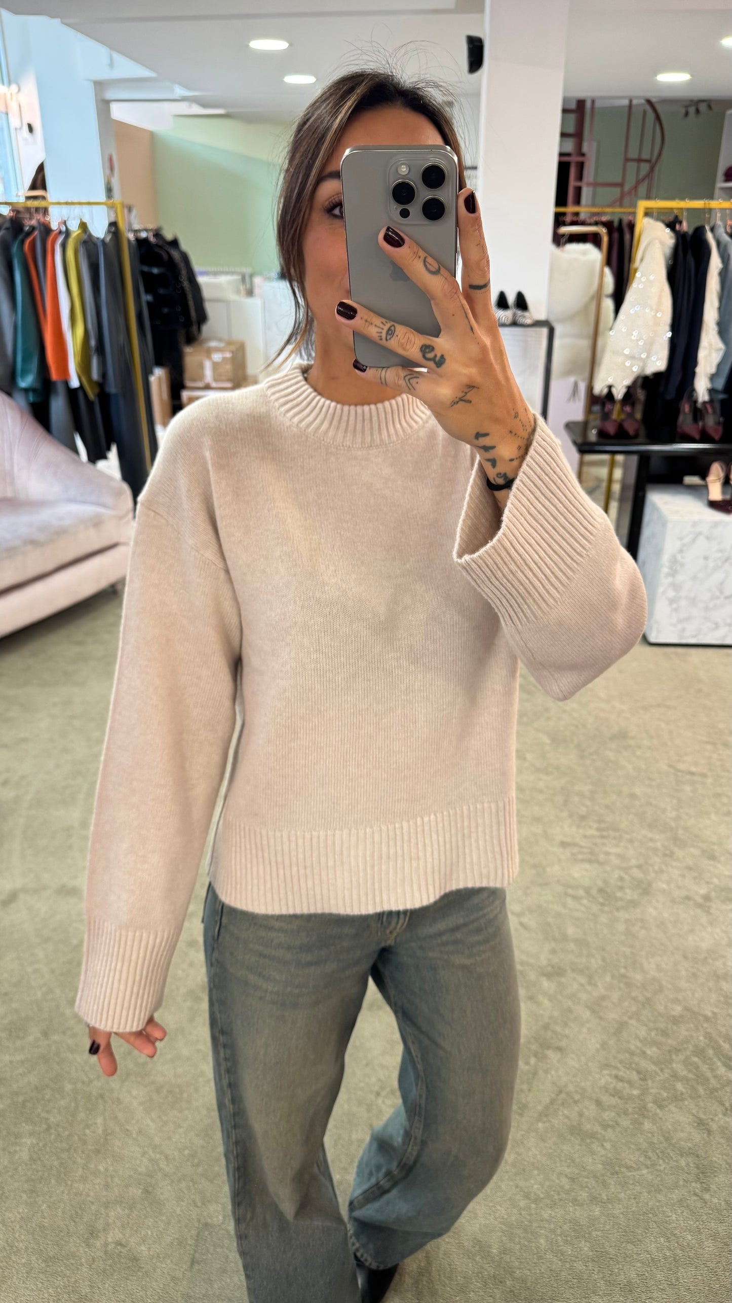 Maglione panna girocollo sl