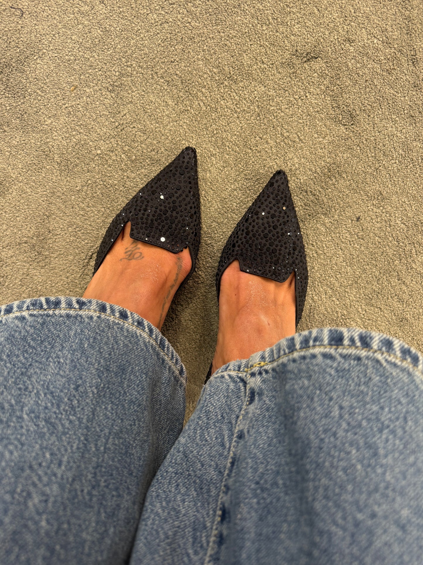 Slingback nera cristalli