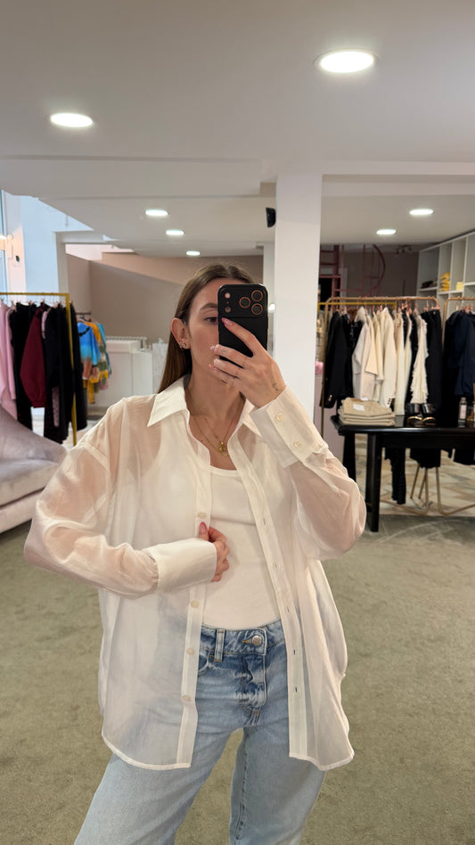 Camicia bianca over in tencel ay