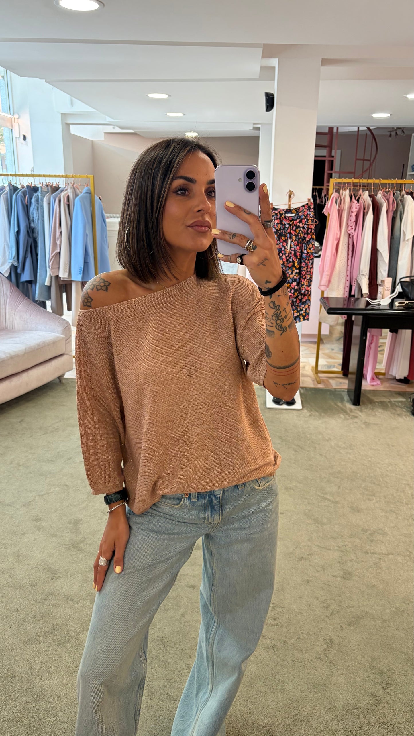Maglia rose gold in lurex morbida bj