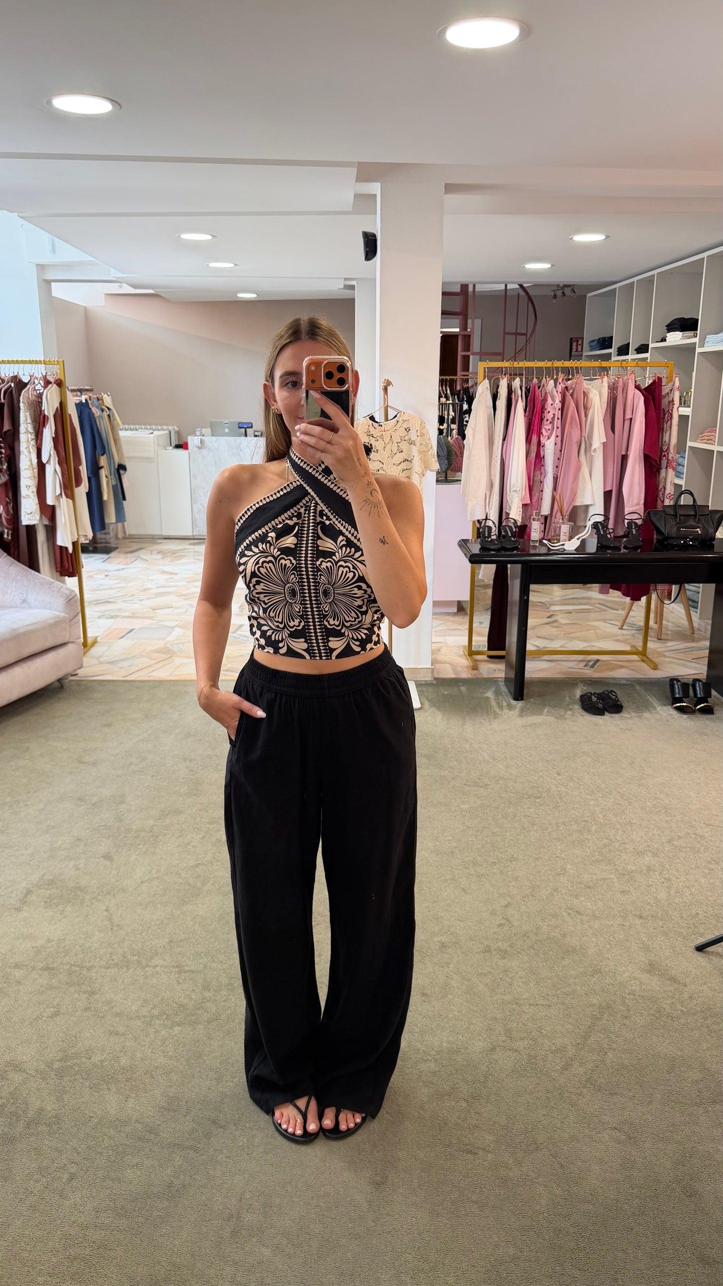 Pantaloni ella neri con elastico jx