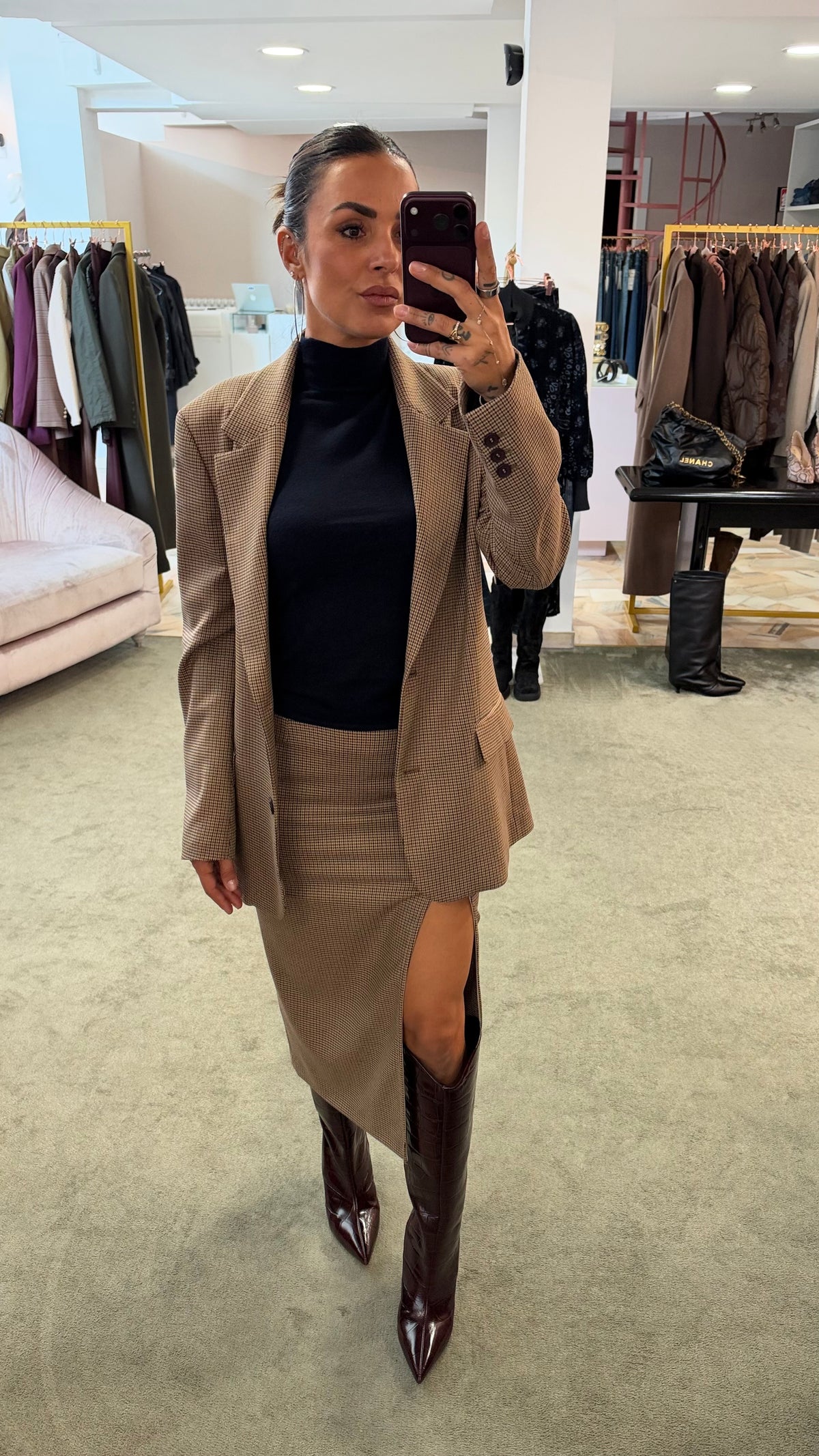 Blazer check marrone Mar de Margaritas monopetto