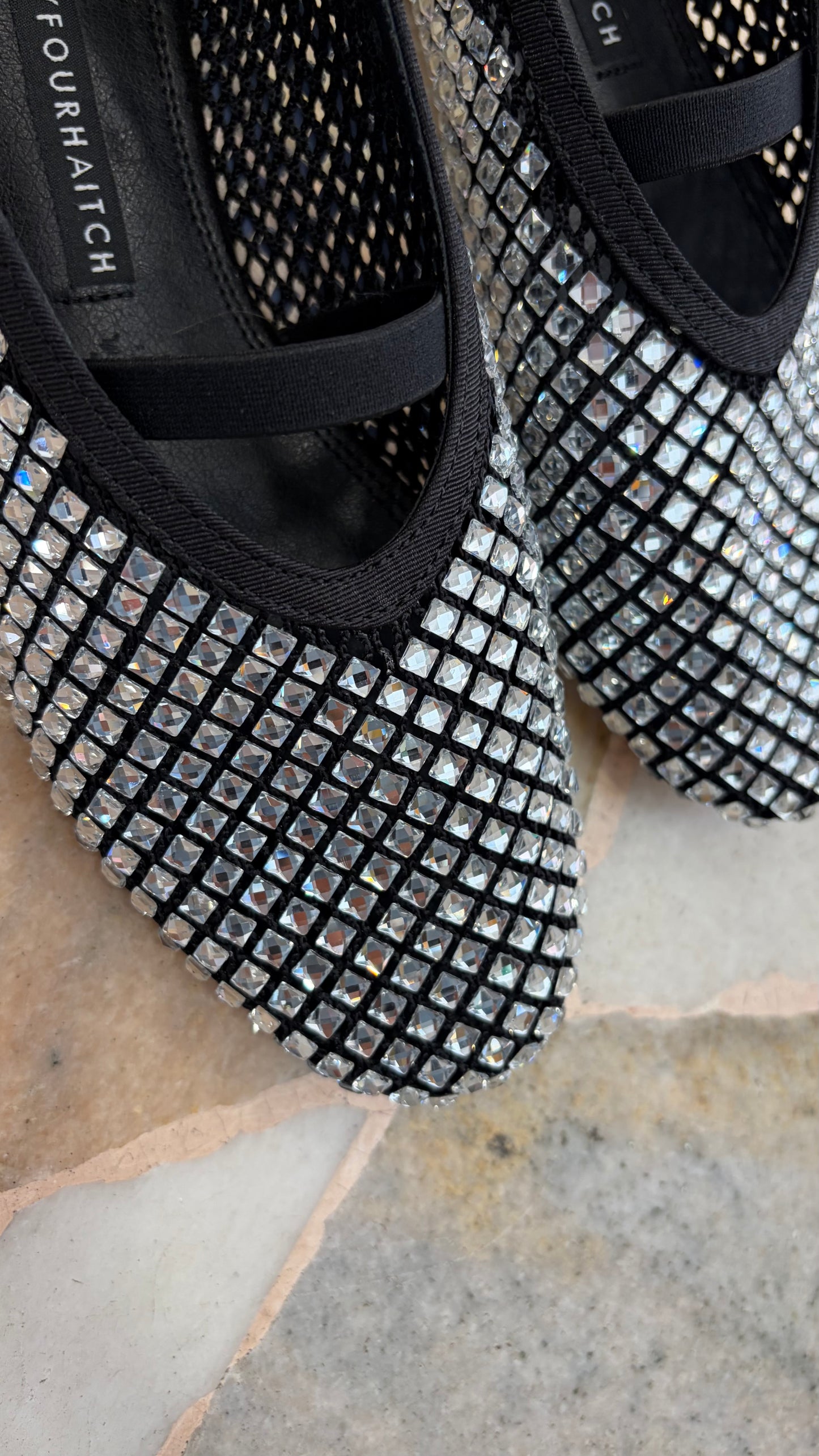 Ballerina nera in rete crystal