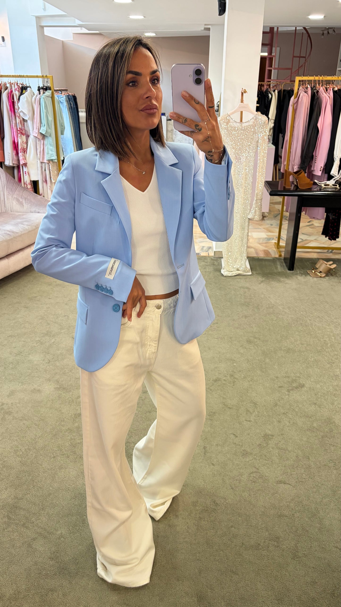 Blazer azzurro slim monopetto due bottoni Hinnominate