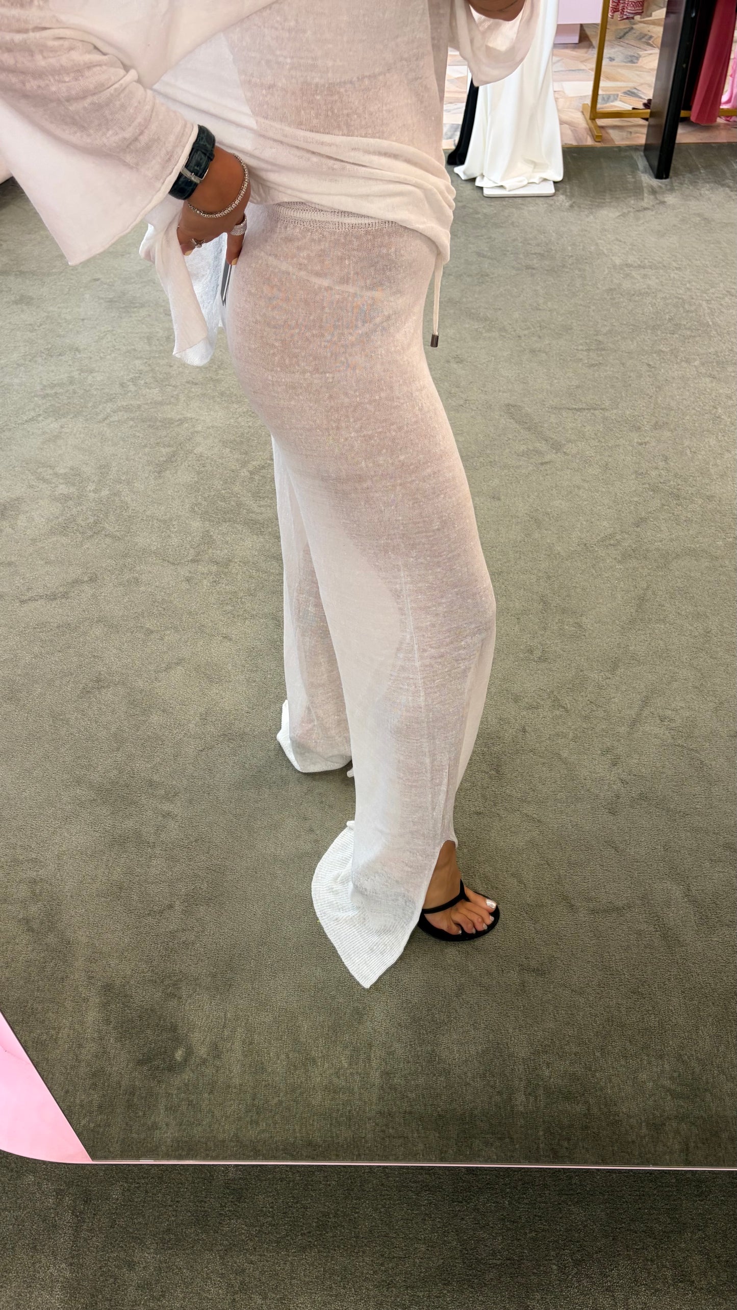 Pantaloni bianchi in lino fy