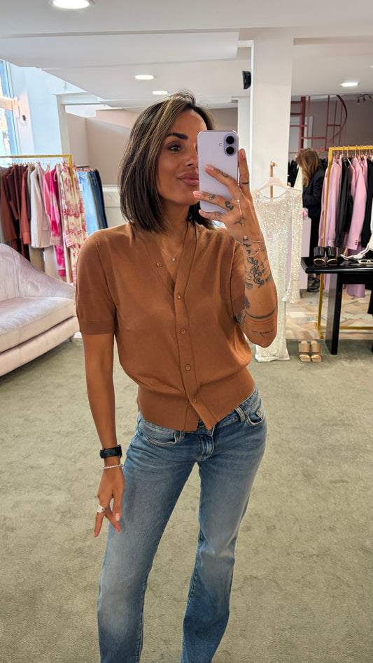 Cardigan luna tabacco manica corta Petite Pull