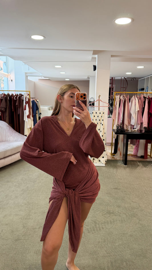 Abito amaranto lurex con fusciacca Cotazur