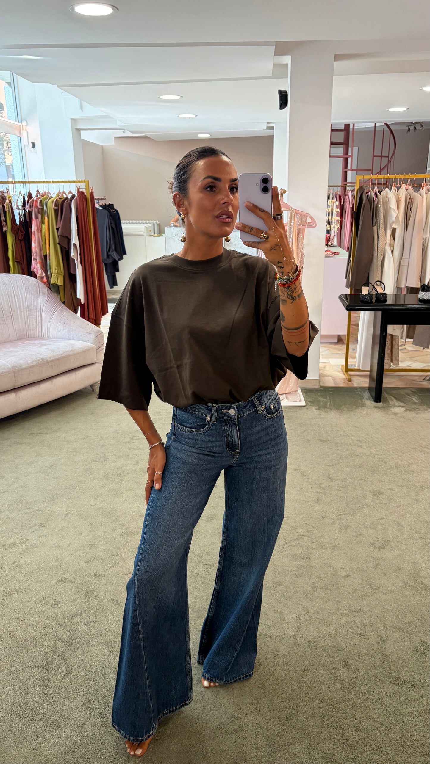 T-shirt marrone over sl
