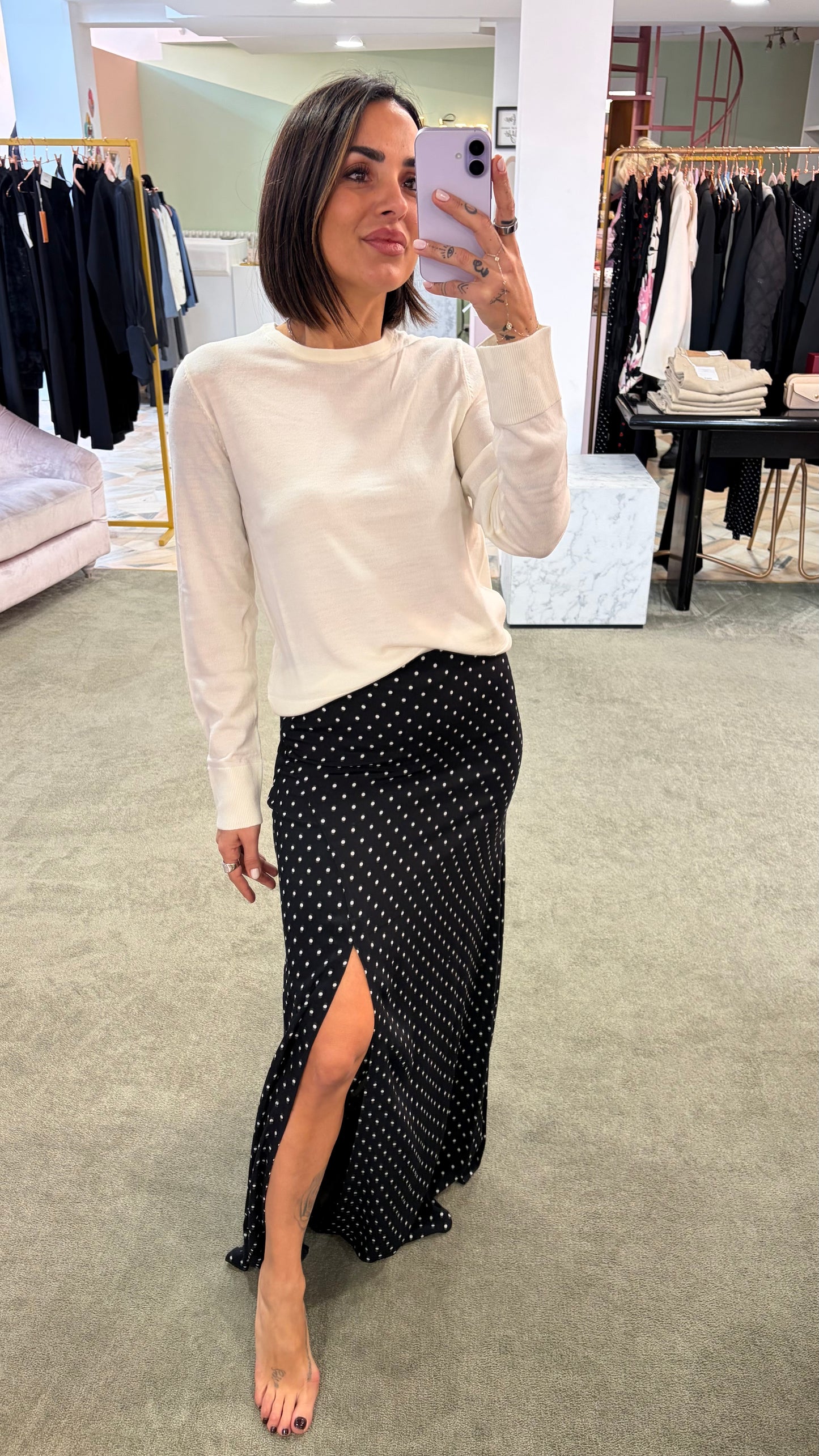 Gonna lunga anita MAR DE MARGARITAS nera a pois con spacco