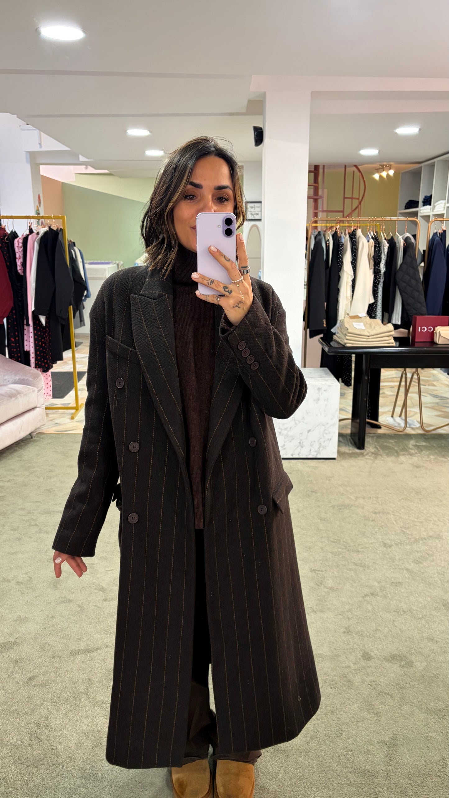 Cappotto marrone gessato Mar De Margaritas