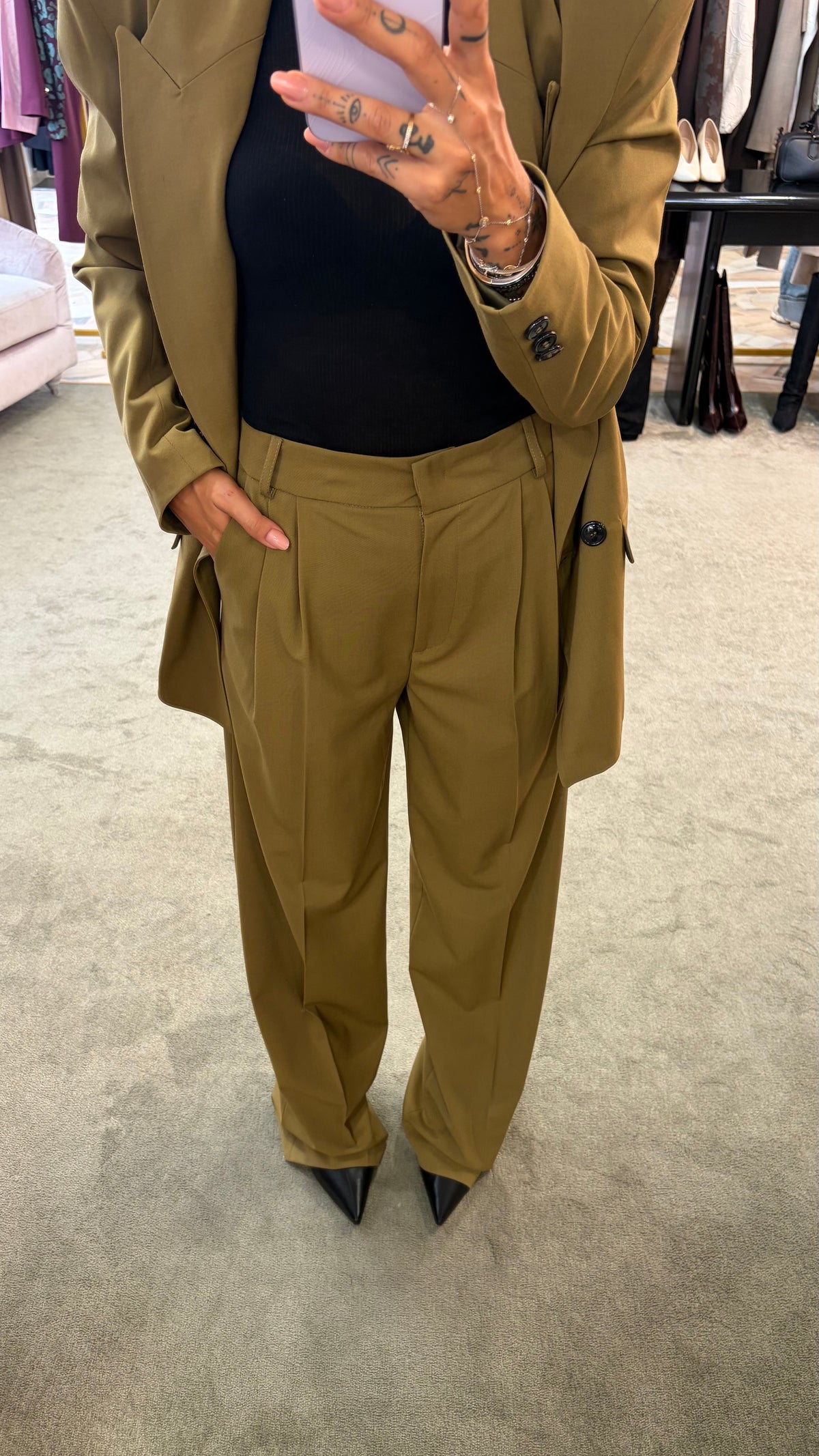 Pantaloni verdi oliva wide leg Actualee