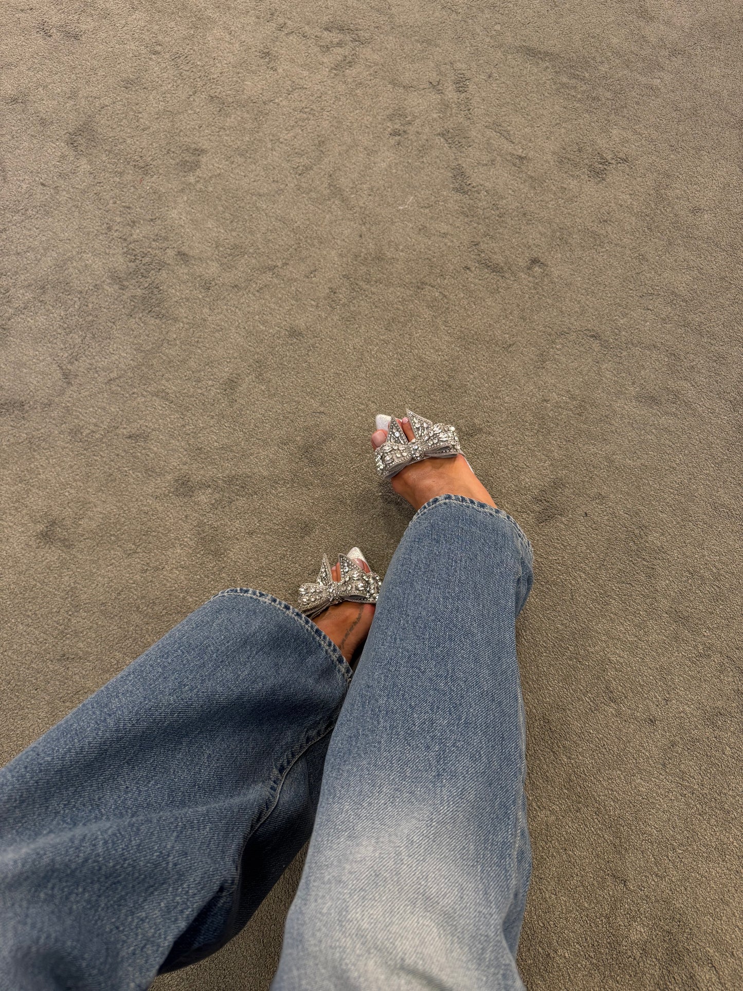 Sandalo cinderella argento con fiocco