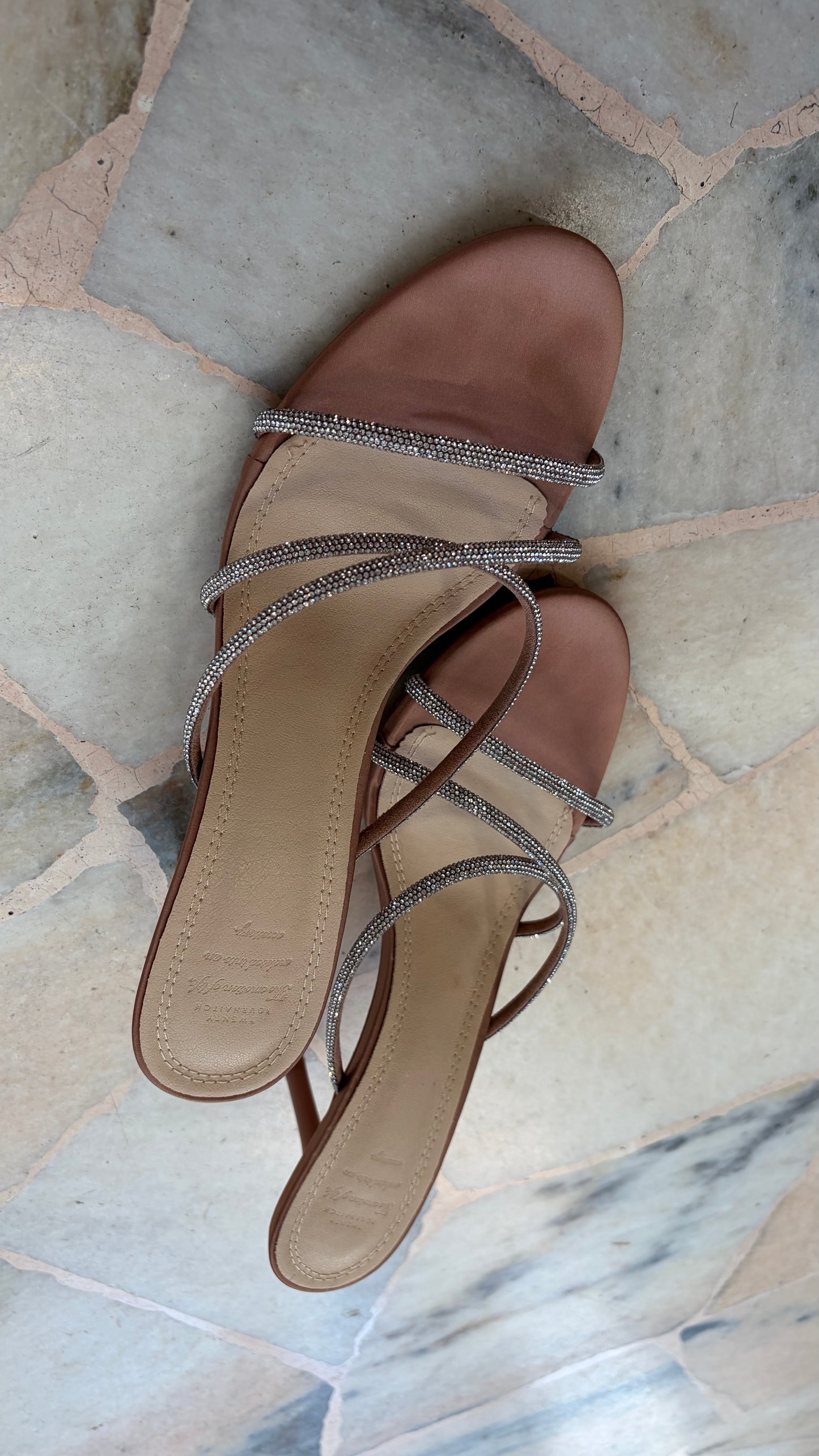 Sandalo mules nude con listini gioiello