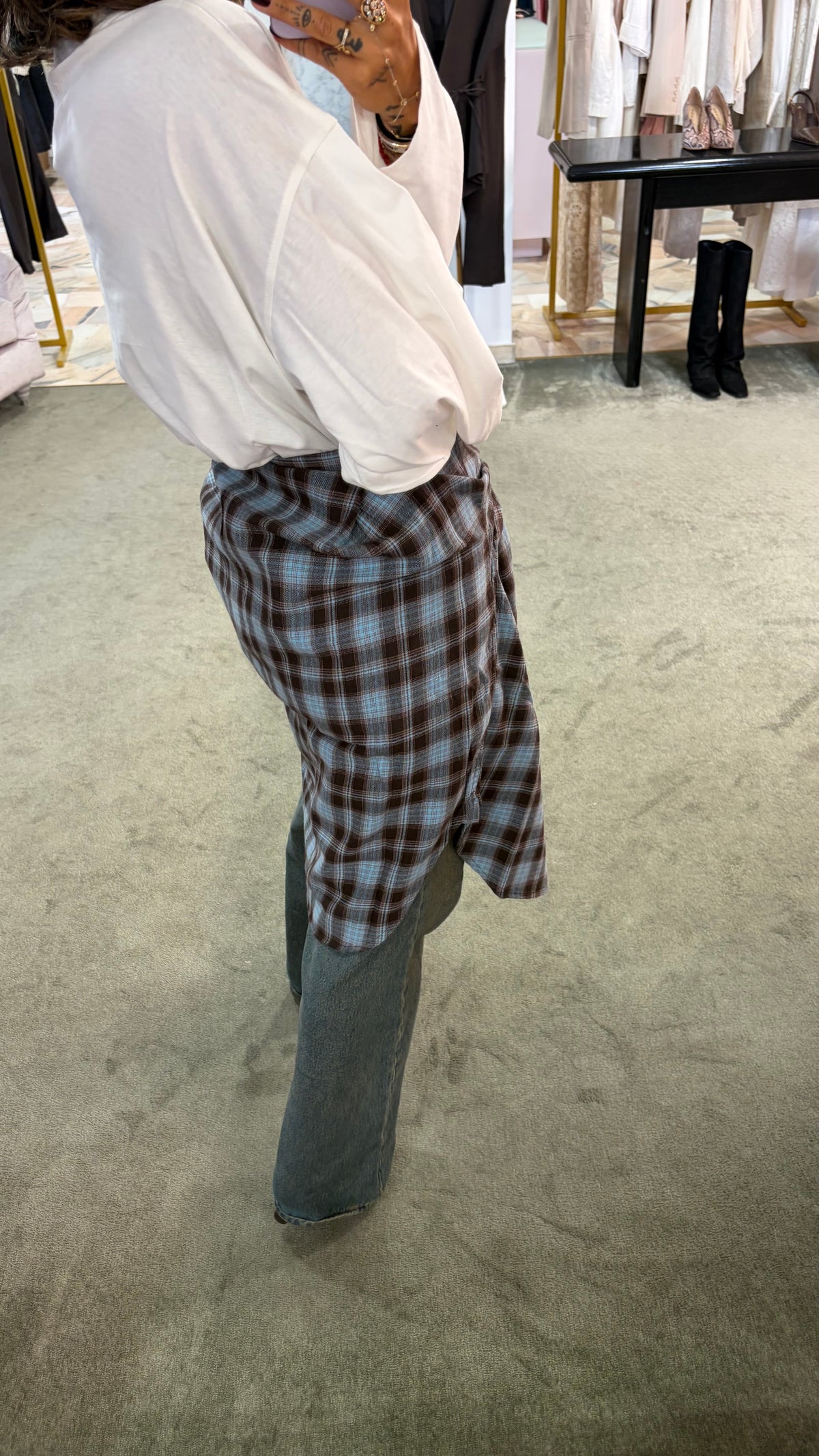 Camicia a quadri azzurra e marrone jx