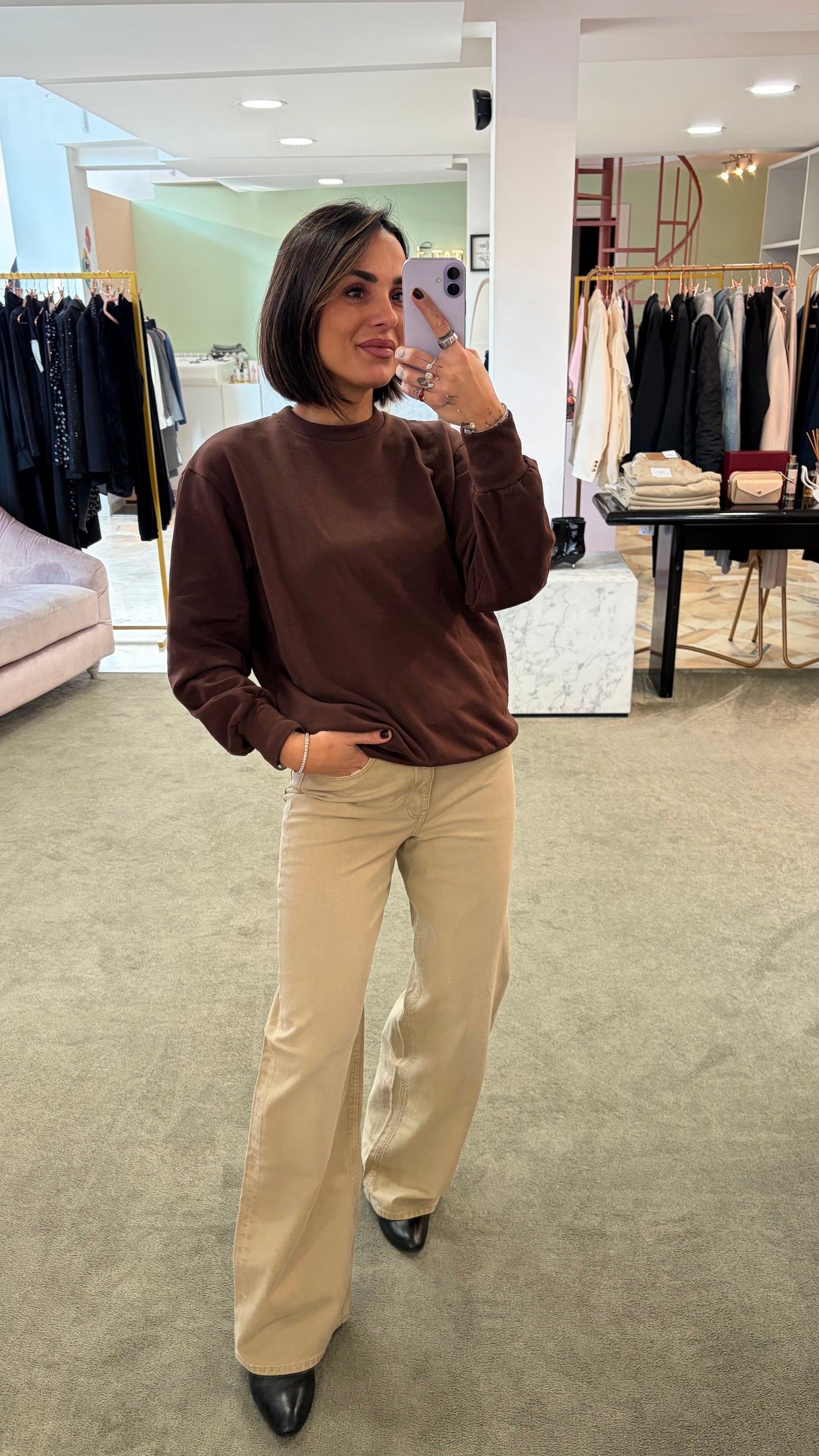 Felpa oversize marrone cioccolato gl