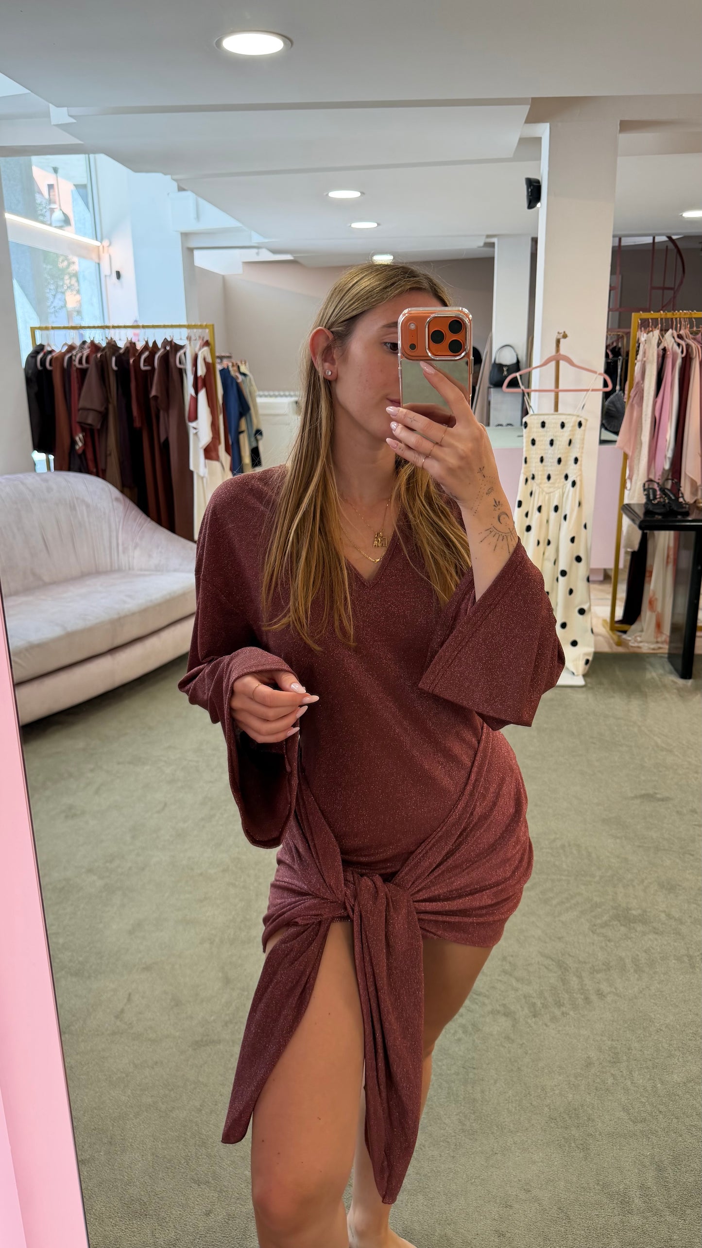 Abito amaranto lurex con fusciacca Cotazur