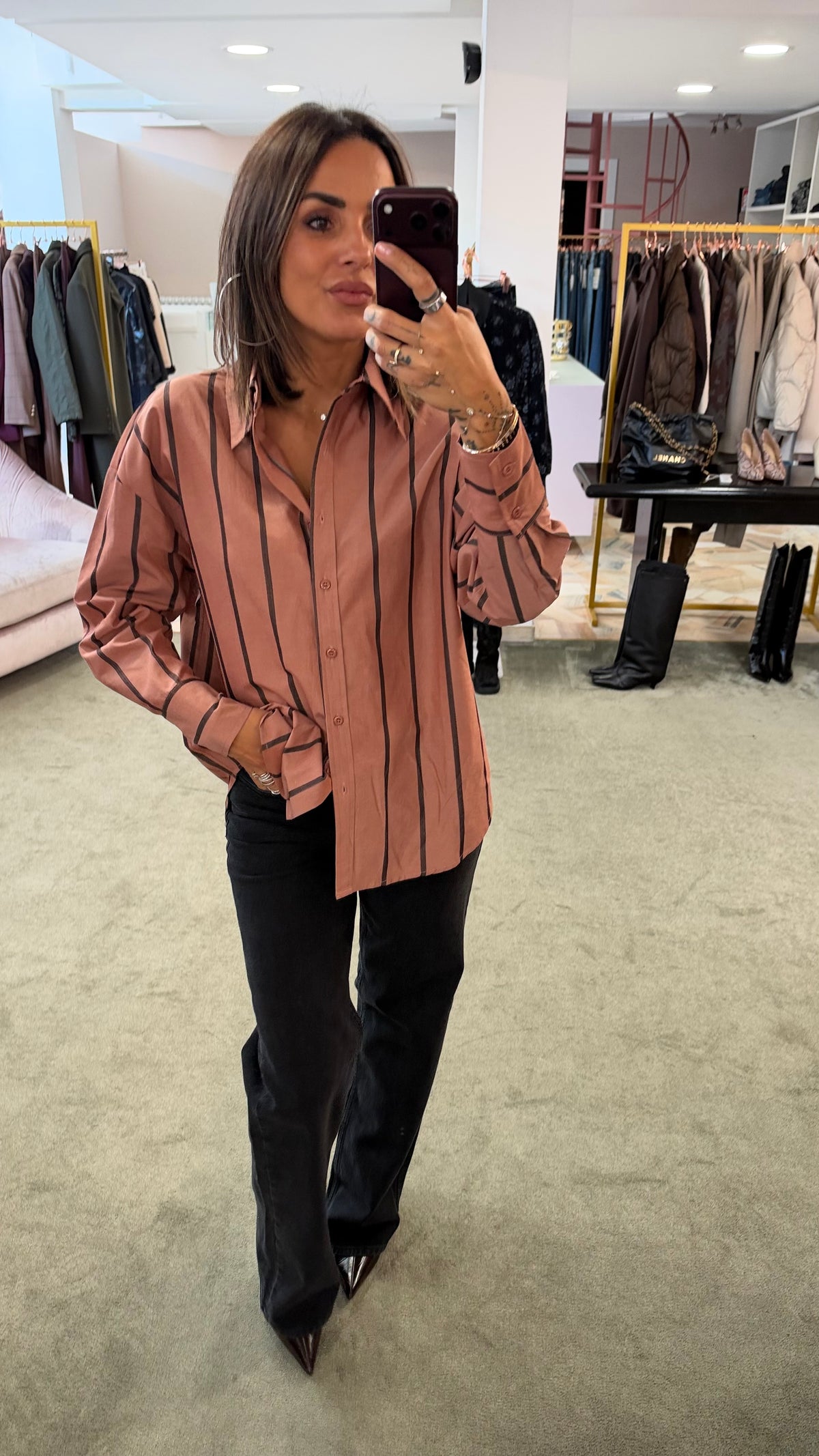 Camicia rosa blush a righe ay