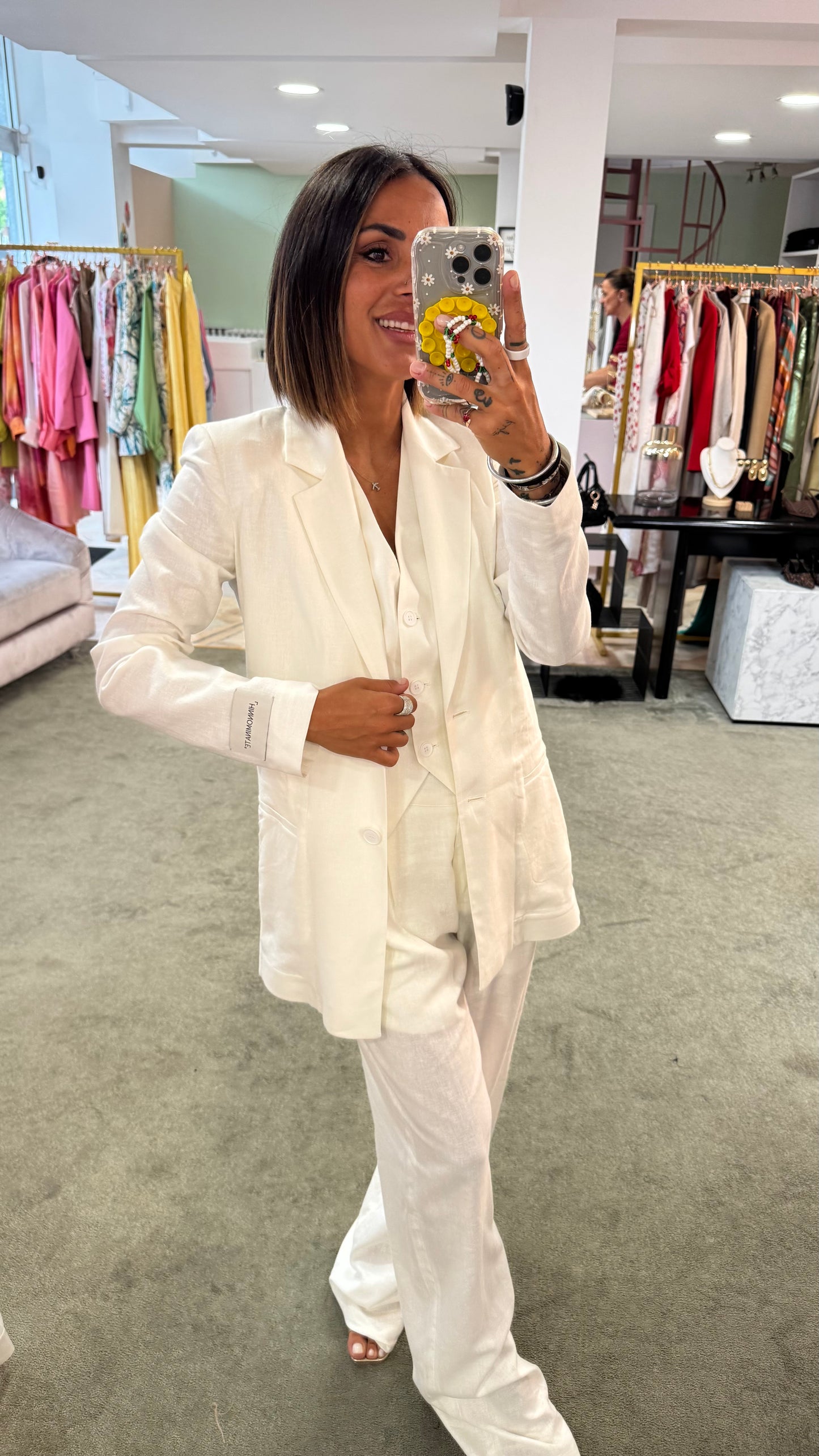 Blazer bianco in lino hinnominate
