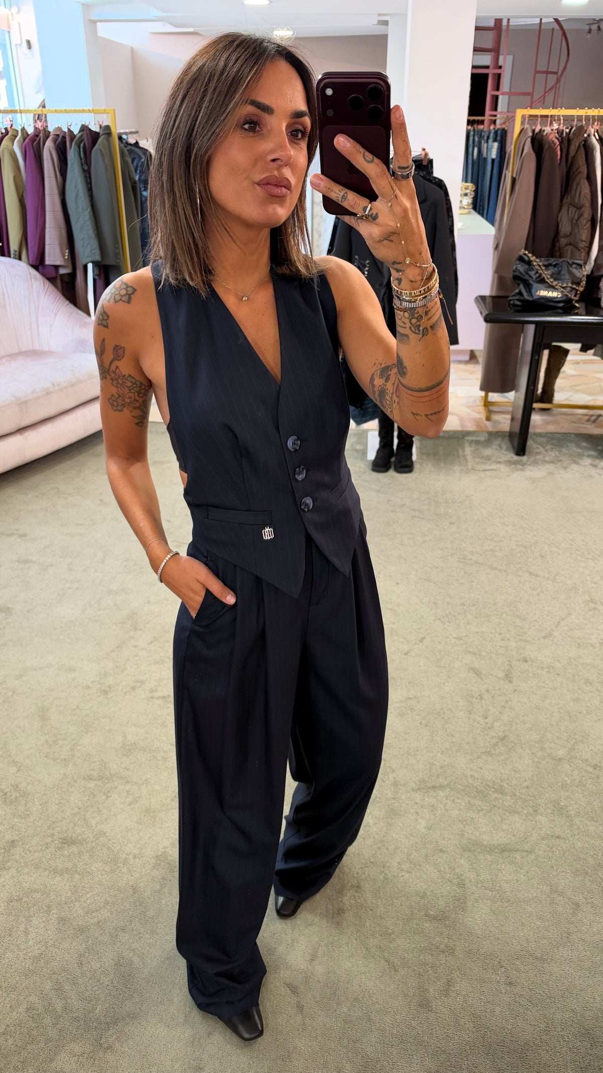 Jumpsuit blu gessata fr