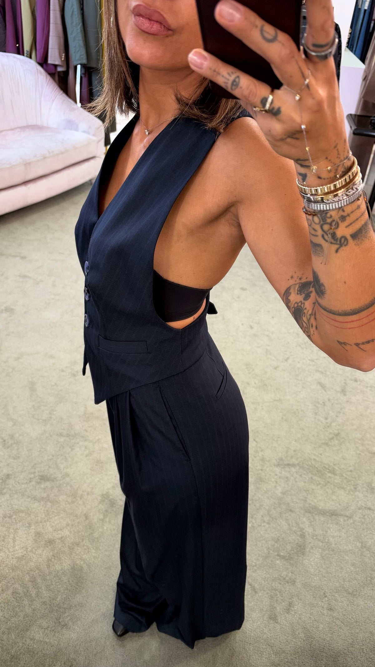 Jumpsuit blu gessata fr
