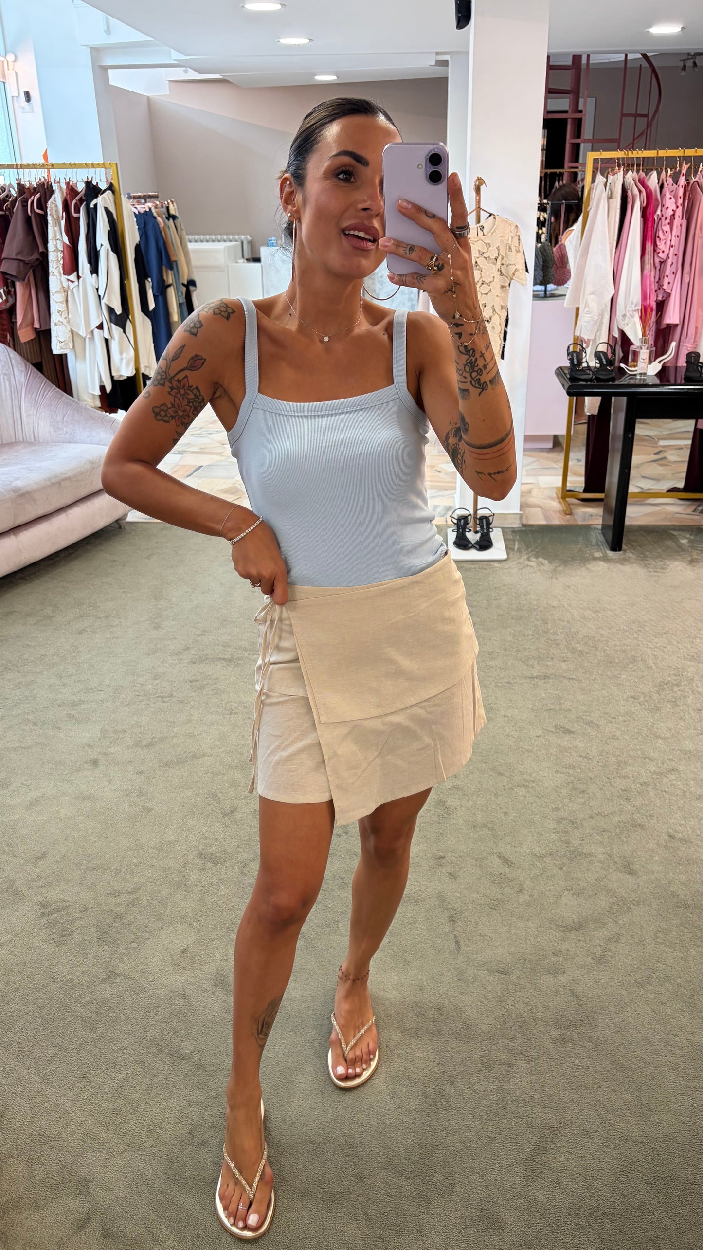 Gonna pareo asimmetrica beige sabbia jx