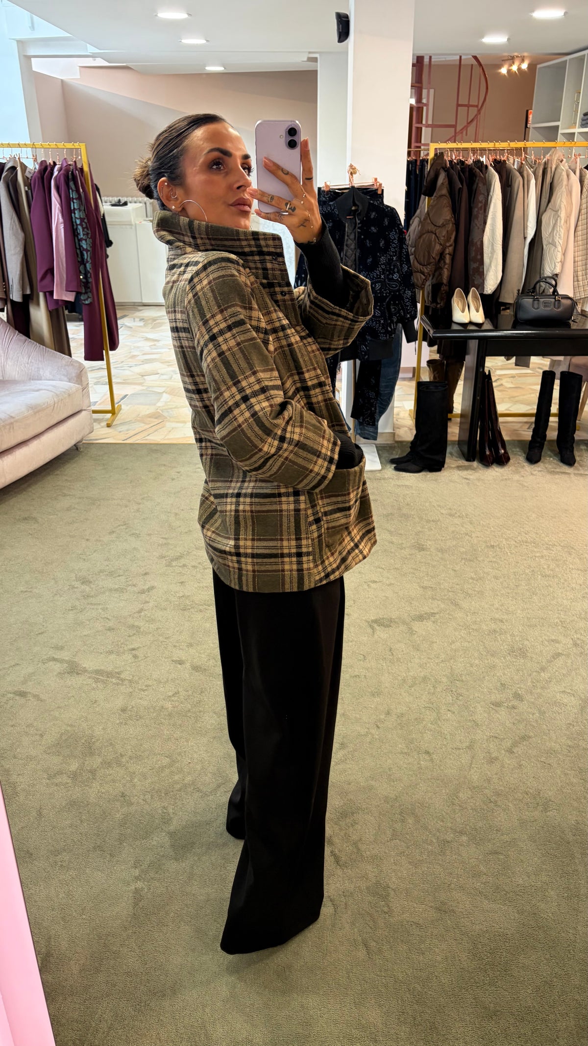 Giacca camicia check marrone sy