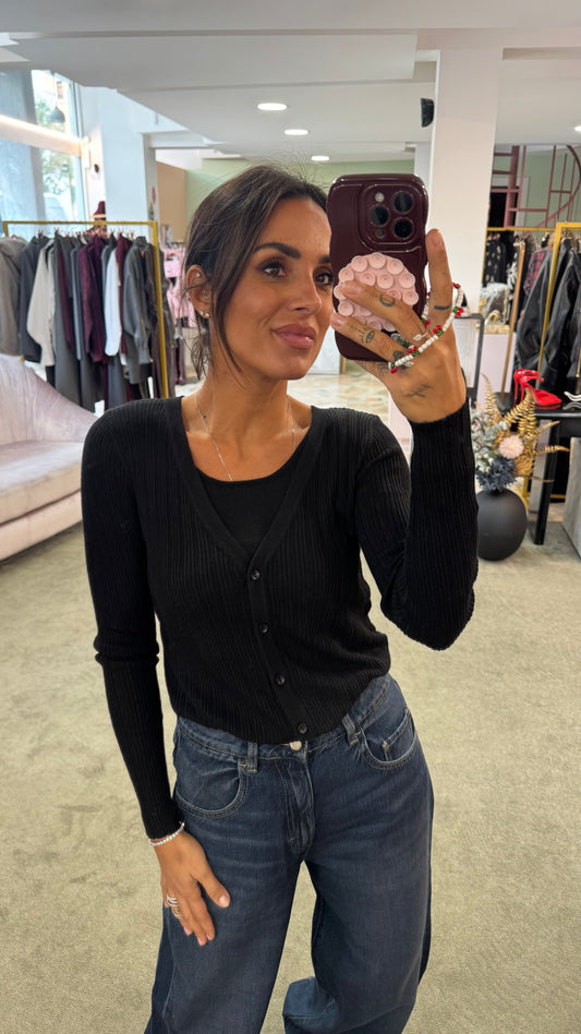 Cardigan nero con canotta annessa bj