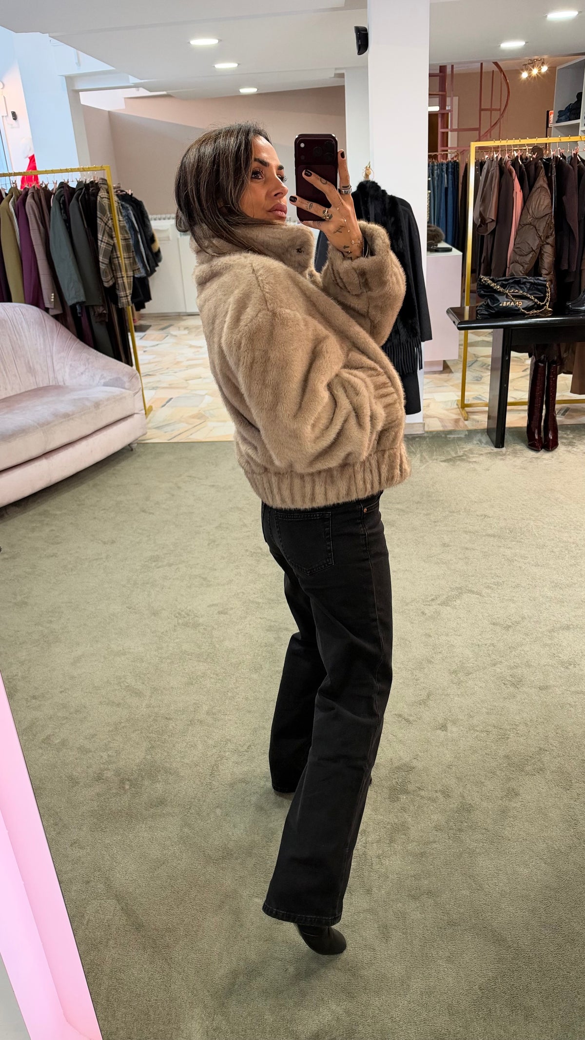 Bomber eco pelliccia beige sy