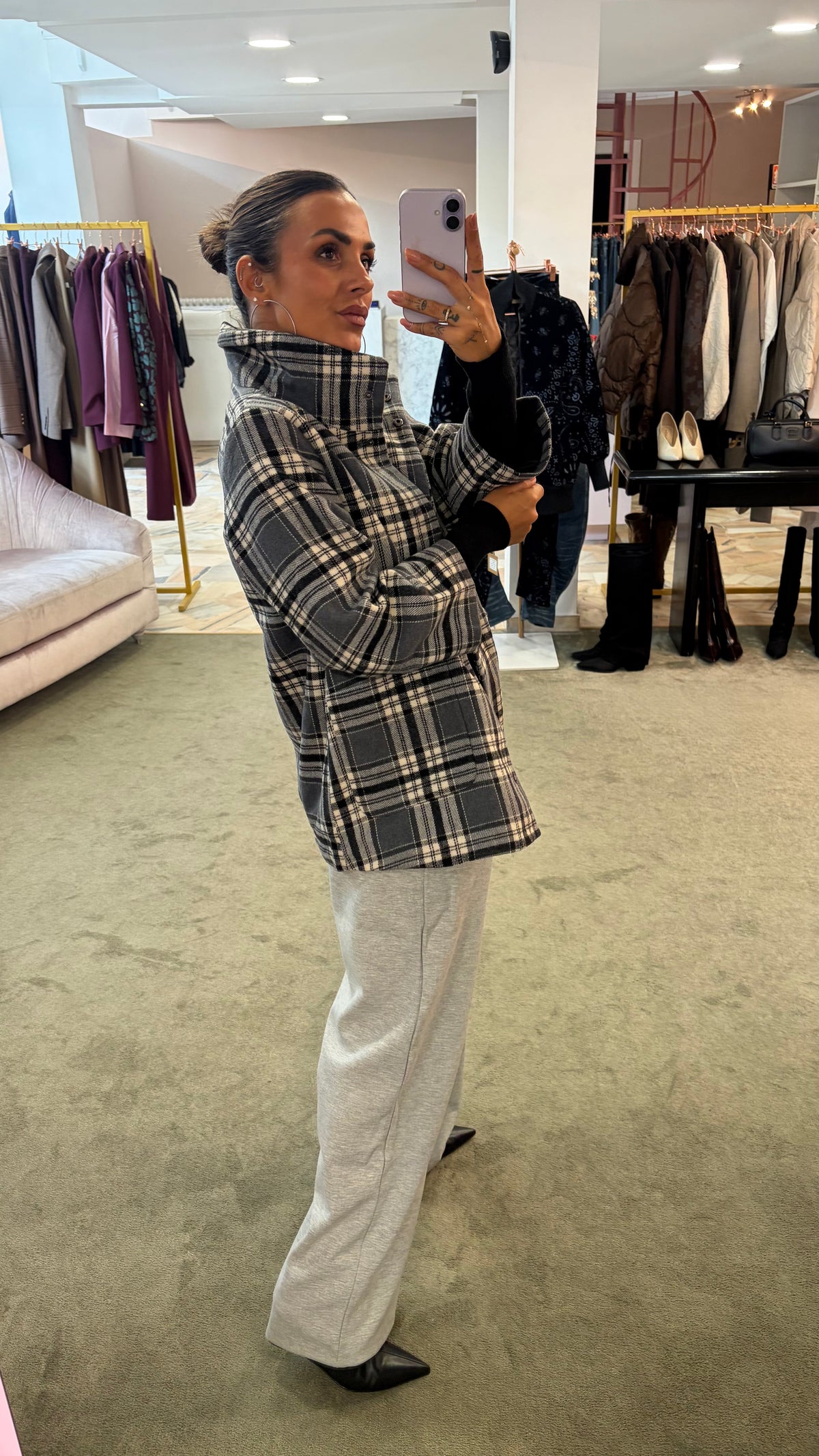 Giacca camicia check grigia sy