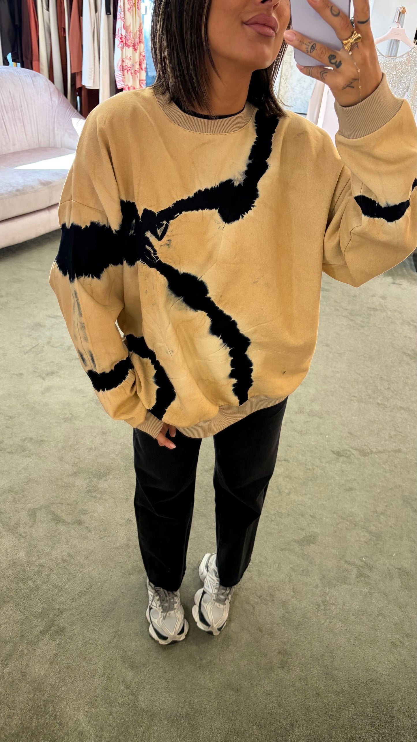 Felpa beige sabbia tie-dye girocollo Don't@Me