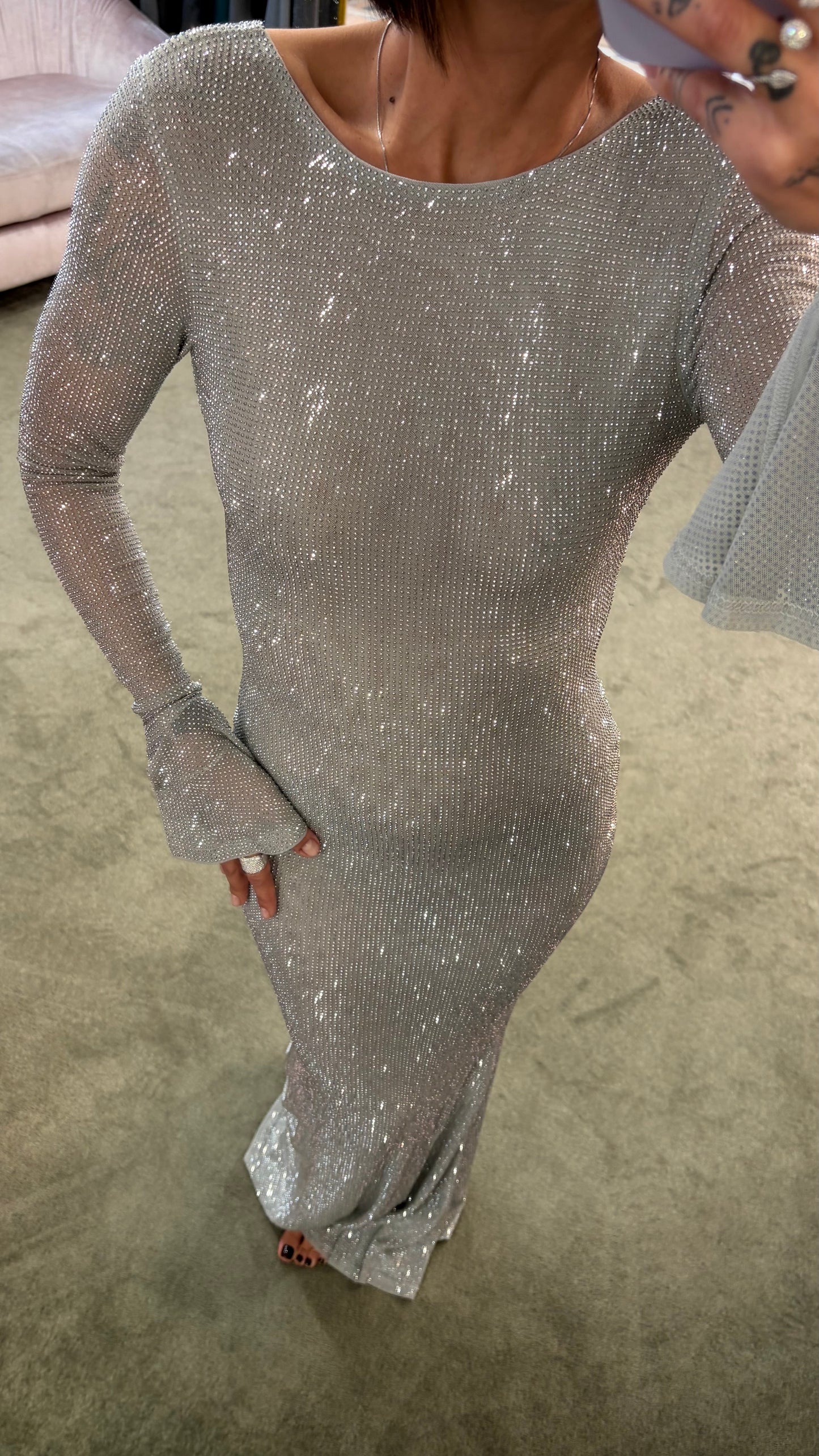 Abito lungo argento crystal tw