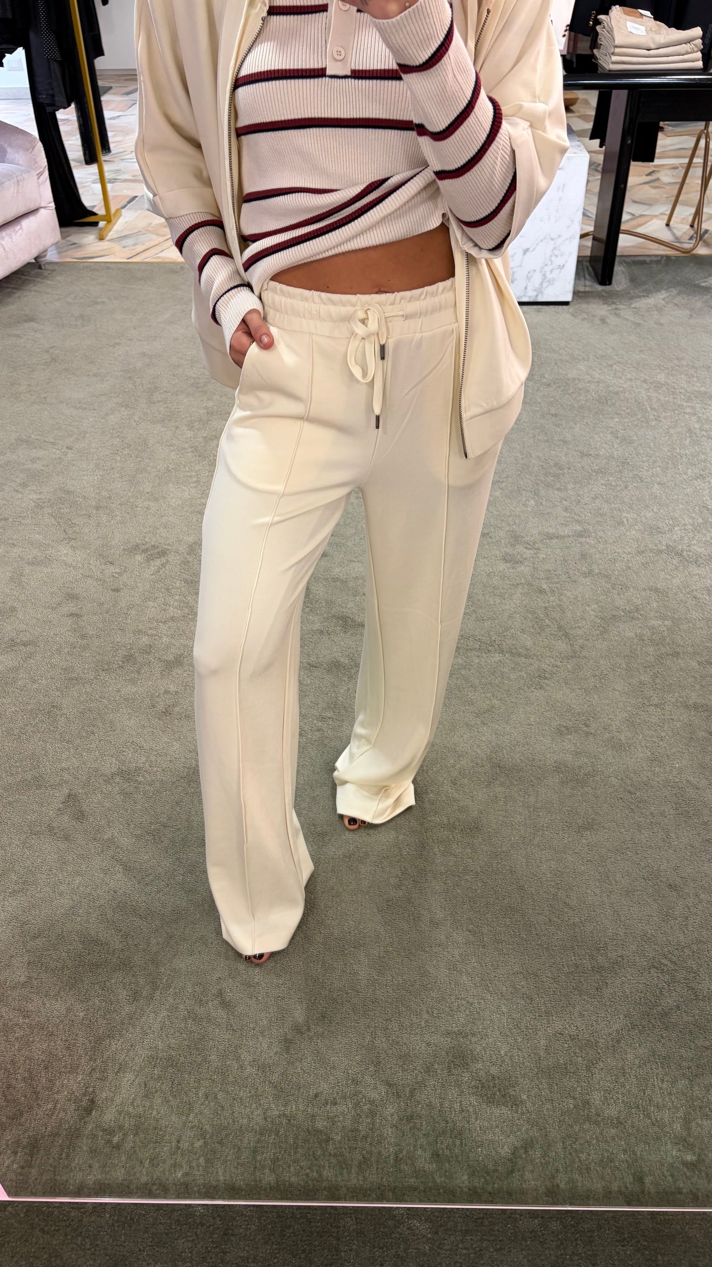 Joggers panna con coulisse in modal sy