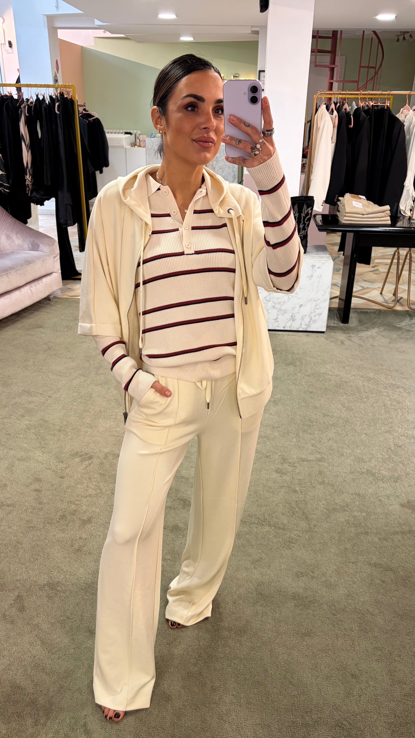 Joggers panna con coulisse in modal sy