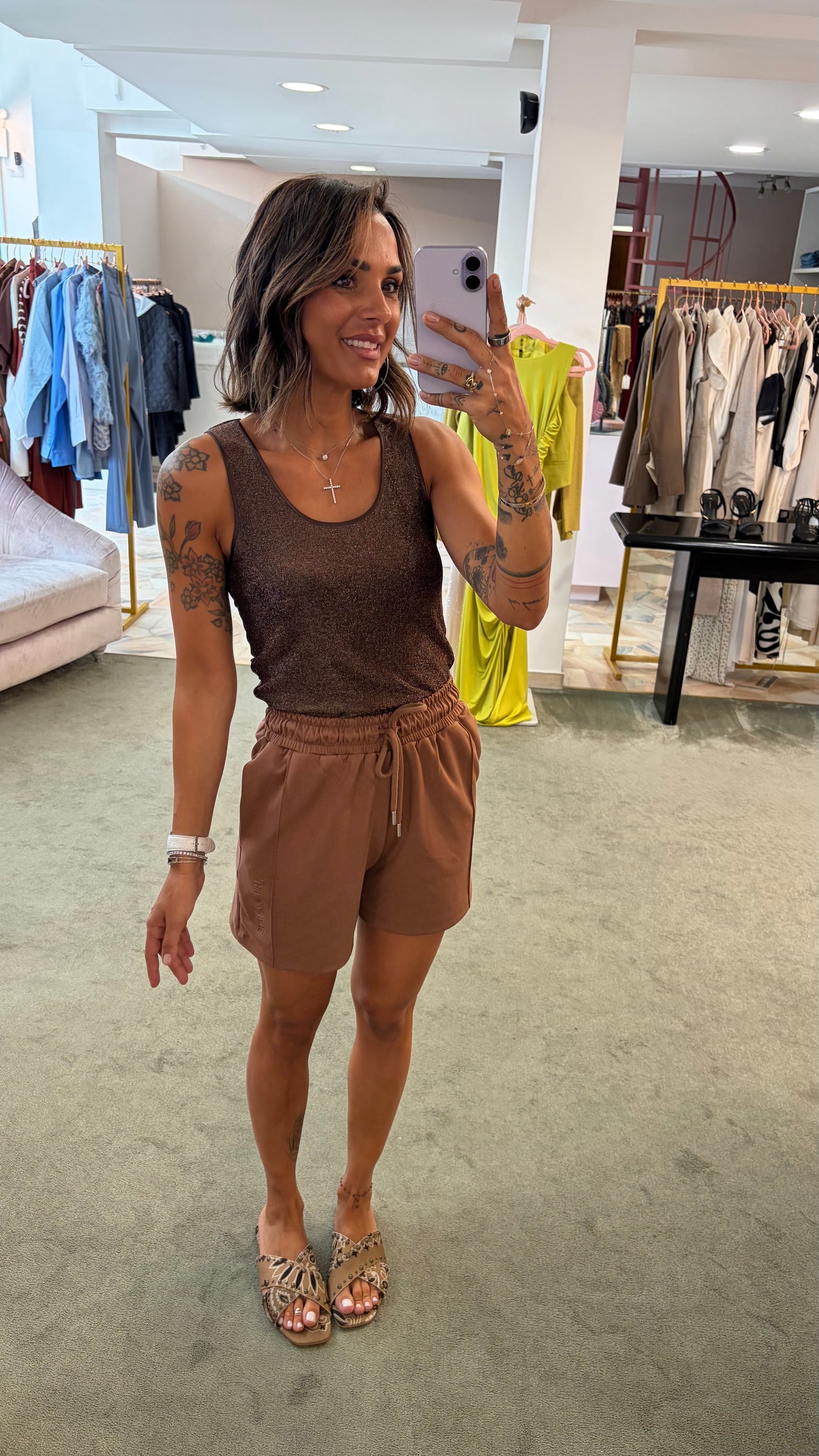 Shorts tabacco in viscosa Hinnominate