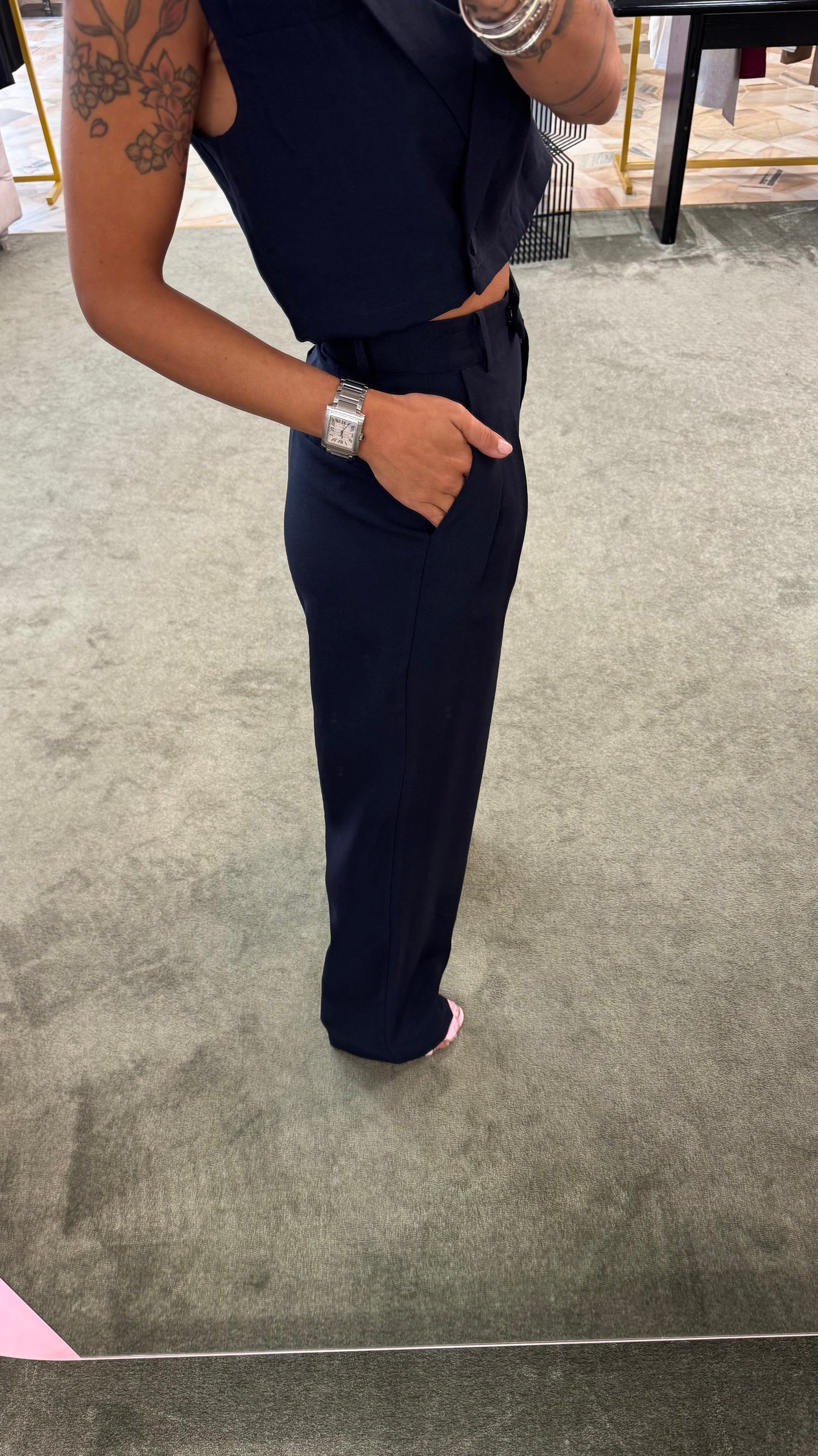 Pantaloni blu notte wide leg ay